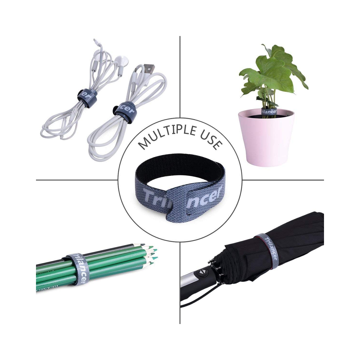 Attaches de câble réutilisables, attaches de cordon, attache en fil métallique réglable en 40 pièces, organisateur de câbles (15