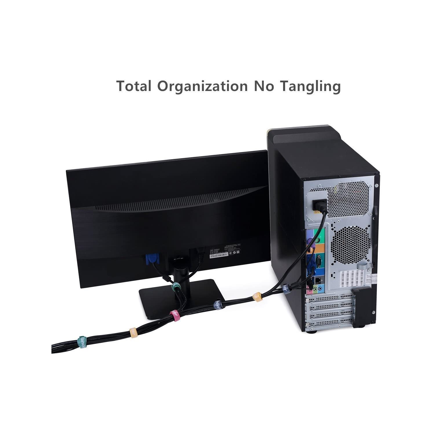 Attaches de câble réutilisables, attaches de cordon, attache en fil métallique réglable en 40 pièces, organisateur de câbles (15