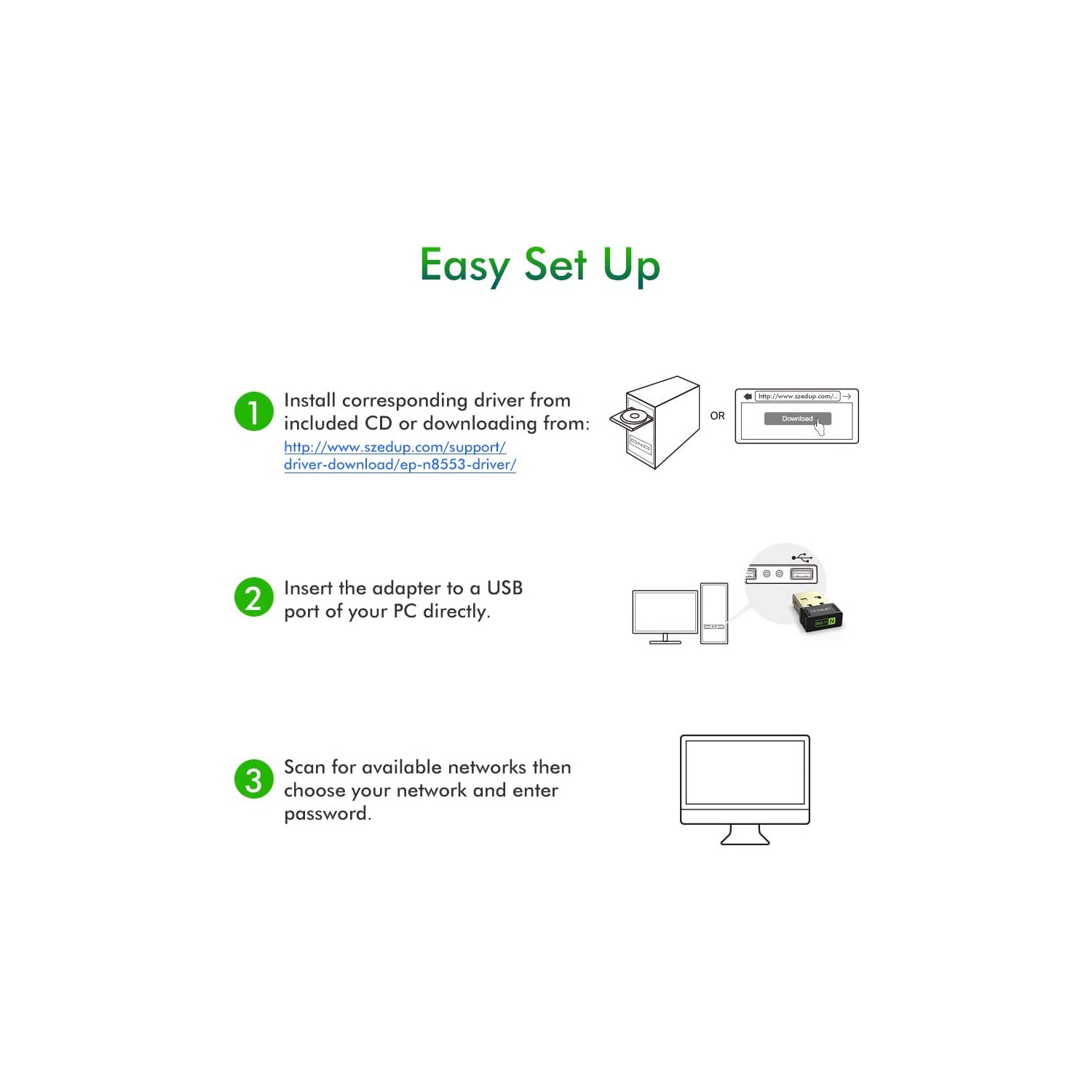 Nano USB WiFi Adapter 150Mbps for PC, Wireless N Dongle Supports Windows 10 8 8.1 7 Xp, Mini Wireless Adapter