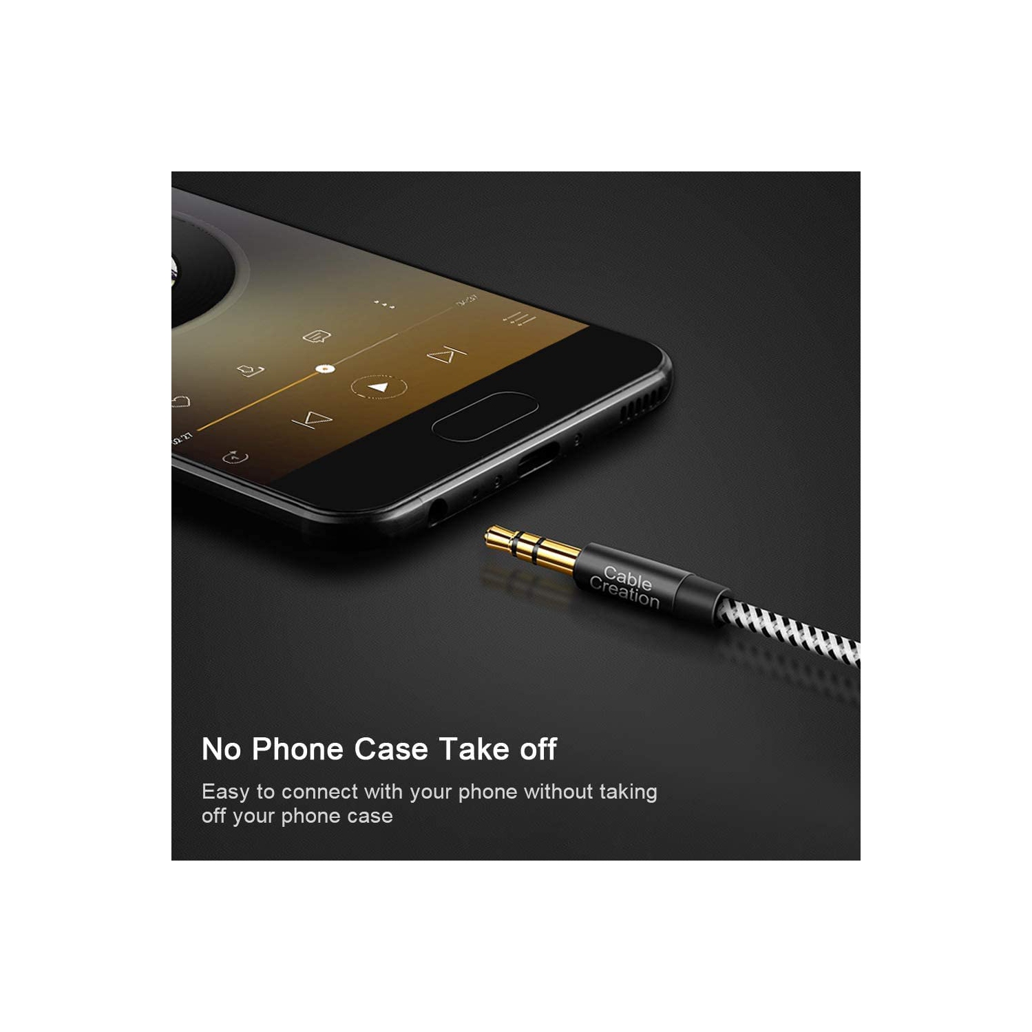 Câble auxiliaire de 1,5 pi; Câble stéréo auxiliaire mâle à mâle de 3,5 mm [plaqué or 24 ct, tressé en nylon] compatible