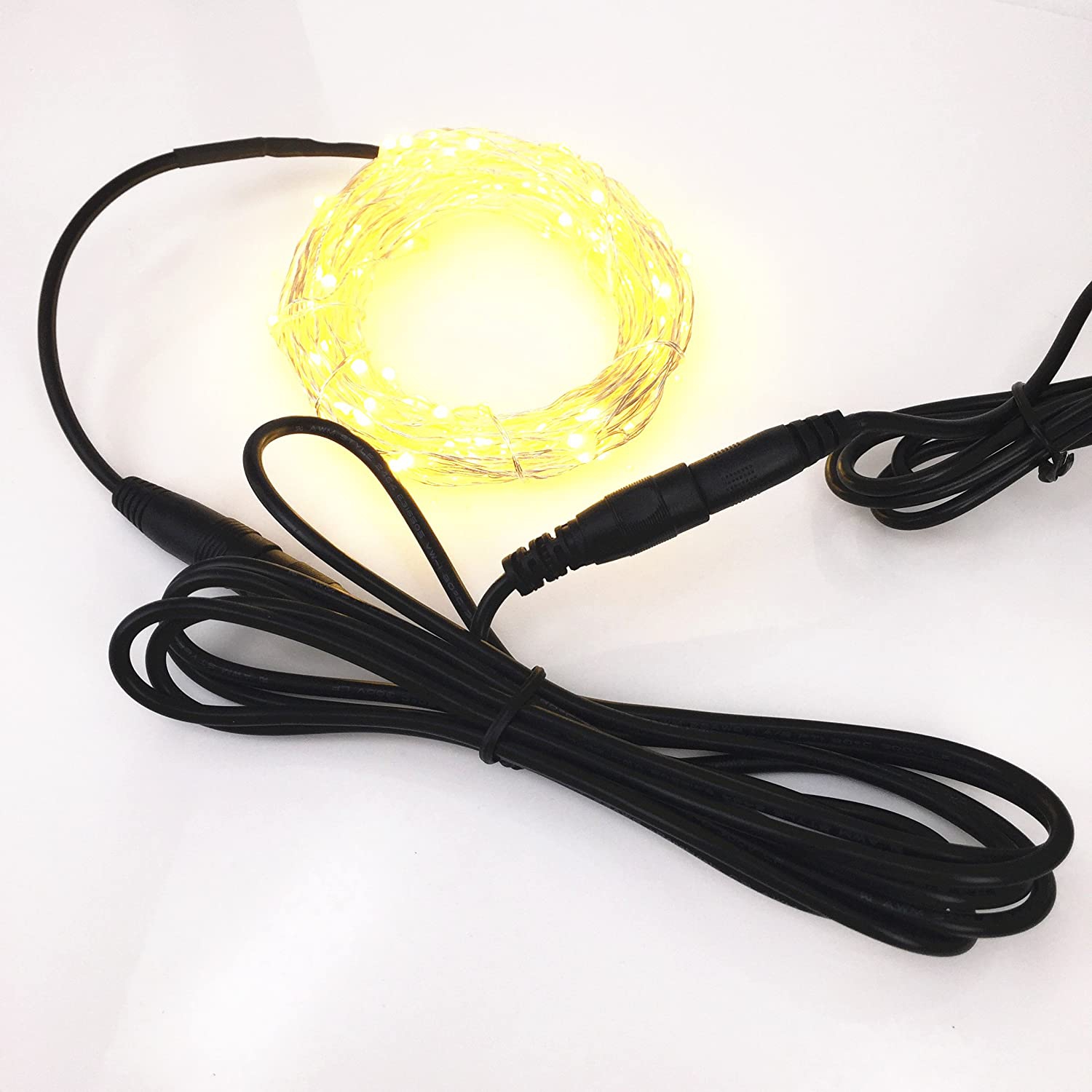 2 câbles d’adaptateur c.c. 12 V de 2,1 x 5,5 mm de 3 m, câble d’extension de prise c.c. mâle à femelle noir, pour DEL, télévision en circuit fermé,