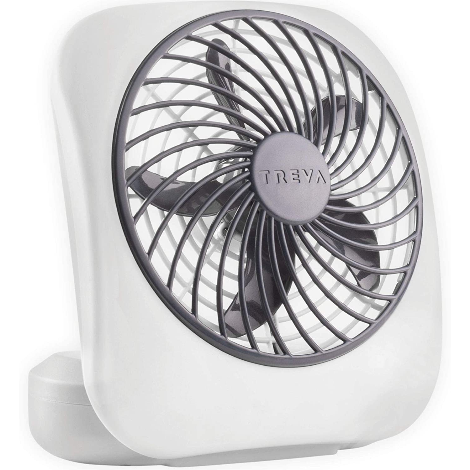5" Battery Operated Portable Fan in White/Grey