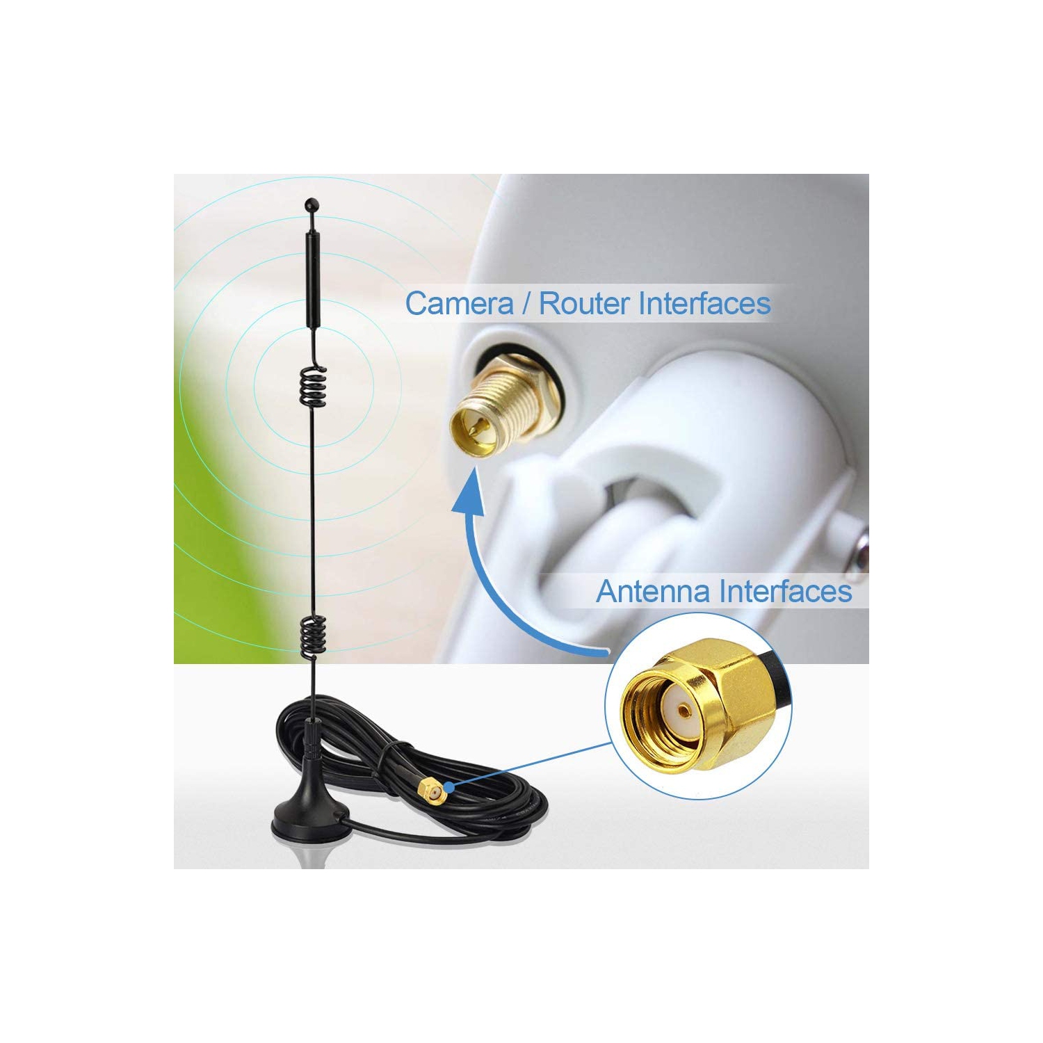 Dual Band WiFi 2.4GHz 5GHz 5.8GHz 9dBi Magnetic Base RP-SMA Male Antenna for WiFi Router Signal Booster Repeater