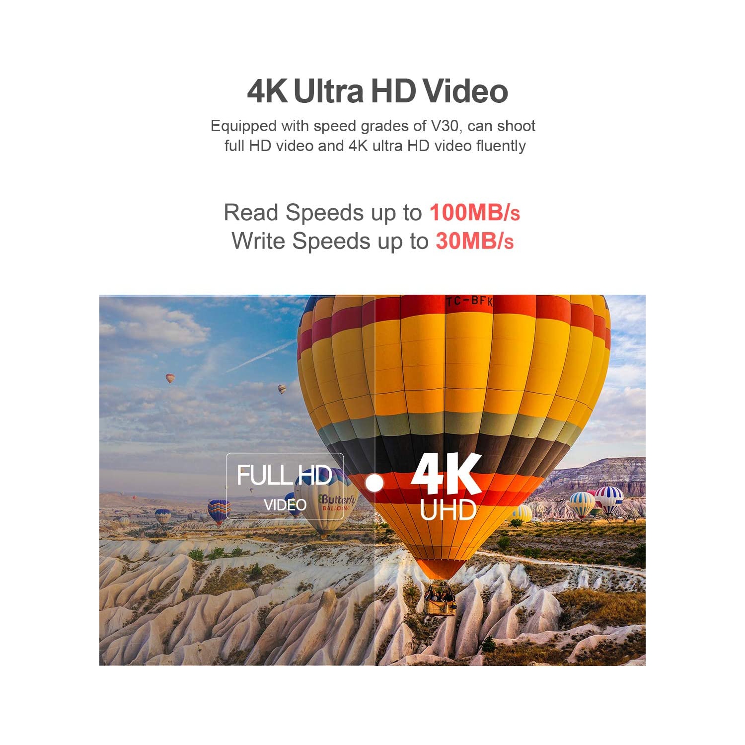 64GB microSDXC Card, UHS-I Memory Card - 100MB/s, 667X, U3, Class10, V30, A1, FAT32, High Speed 64GB TF Card -