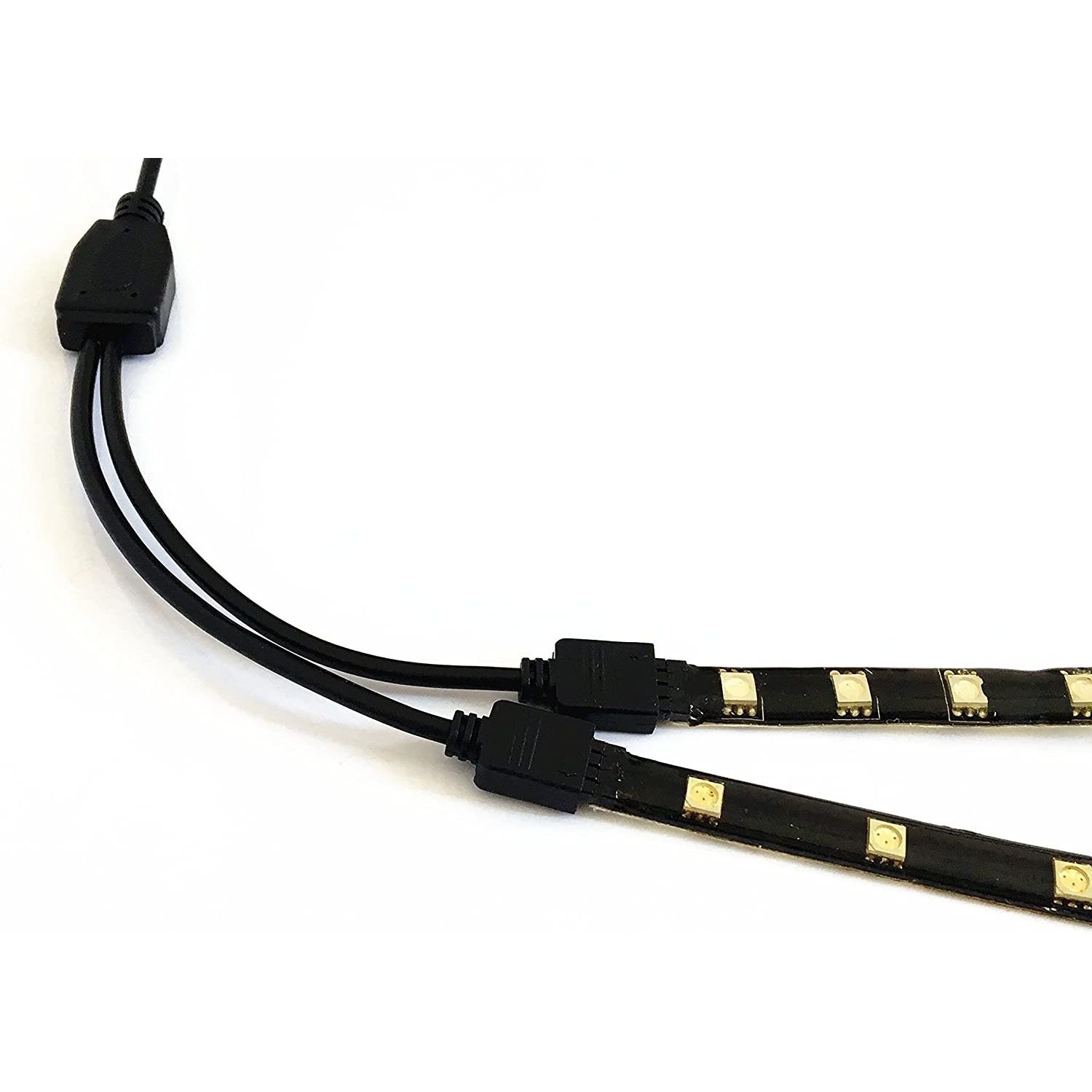 2PCS Black 4 Pins LED Splitter Cable LED Strip Connector 2 Way Splitter Y Splitter for One to Two RGB 5050 3528 LED