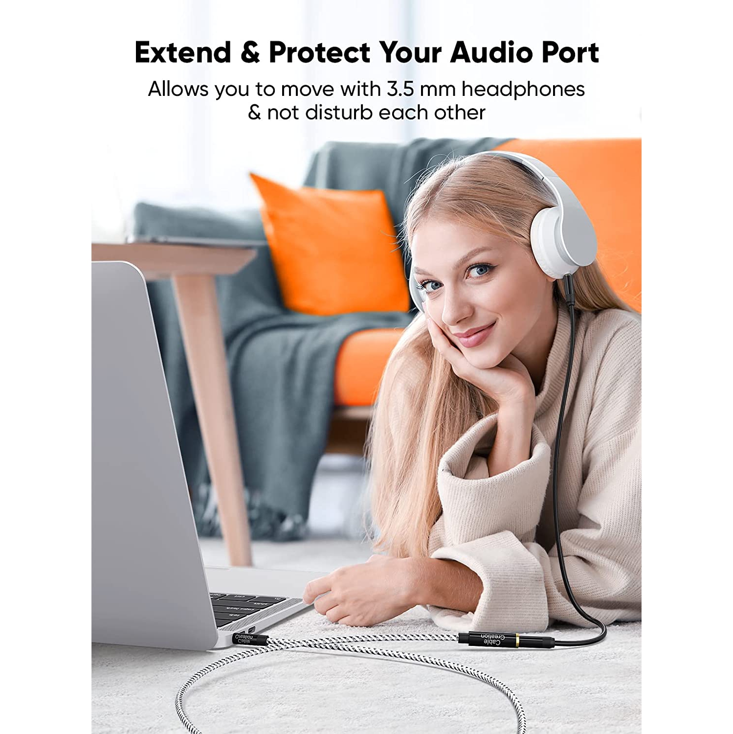 1.5 Feet 3.5mm Male to Female Extension Stereo Audio Extension Cable Adapter, Slim and Soft Aux Cable