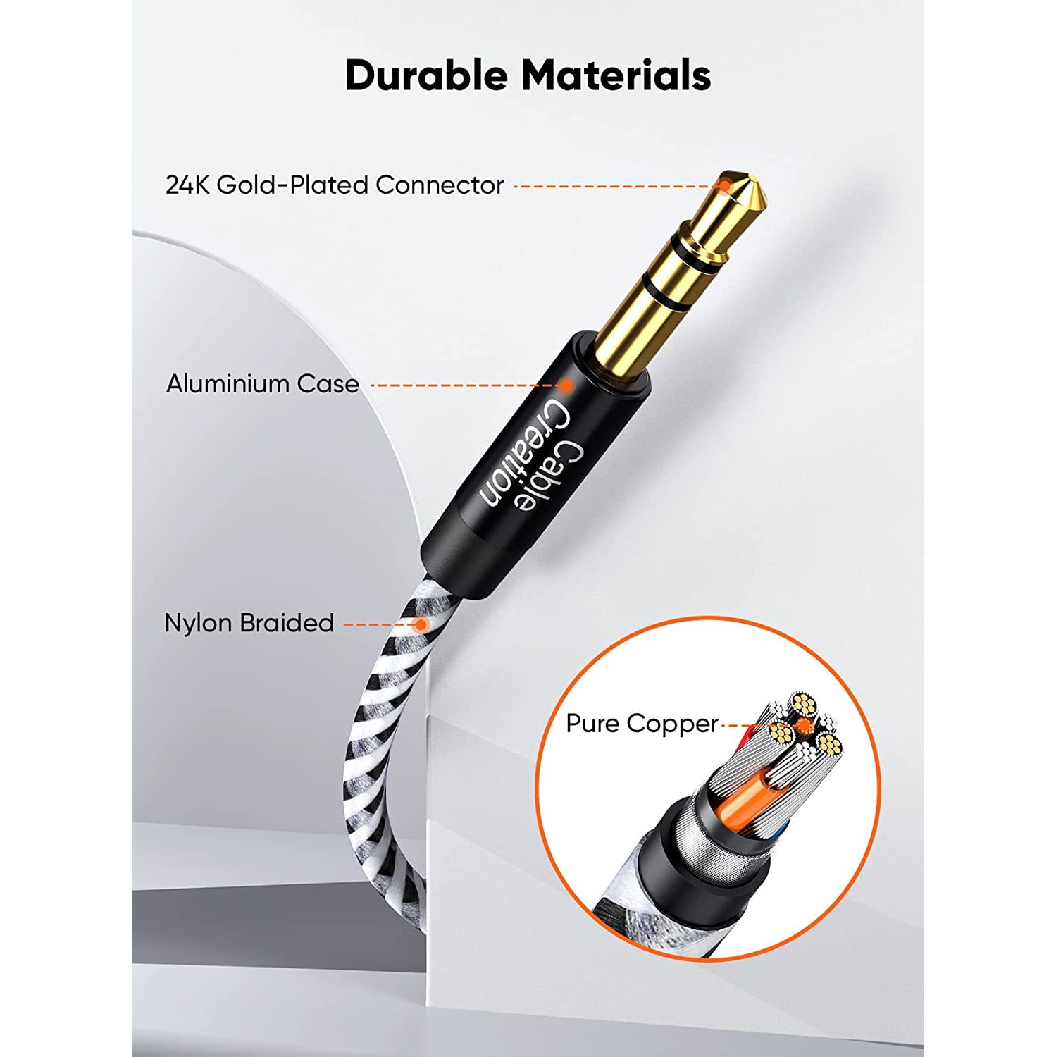 1.5 Feet 3.5mm Male to Female Extension Stereo Audio Extension Cable Adapter, Slim and Soft Aux Cable