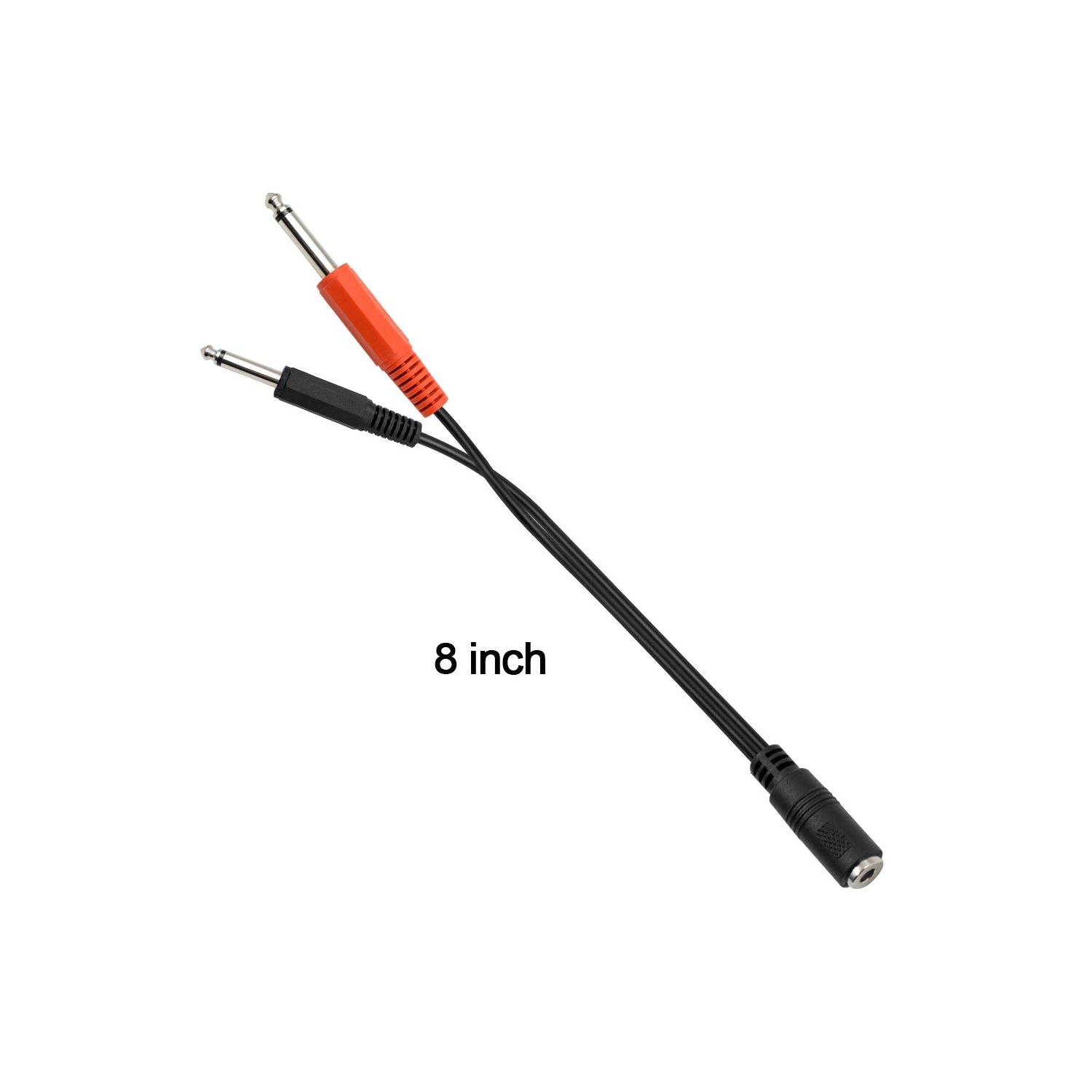 3.5mm 1/8" TRS Stereo Female to 2 Dual 1/4 Inch 6.35mm Mono TS Male Y Splitter Cable, Stereo 1/4 to 1/8