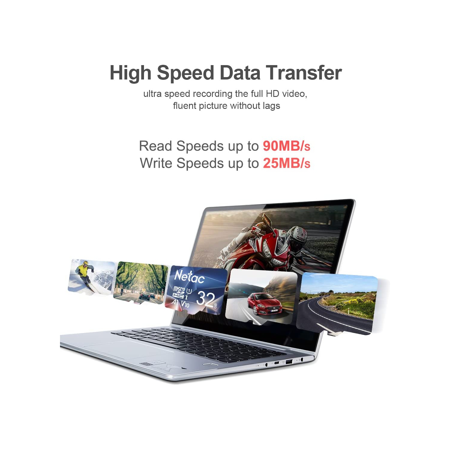 32GB microSDHC Card, microSDHC UHS-I Card - 90MB/s, 600X, U1, C10, V10, A1, FAT32, High Speed TF Card - P500