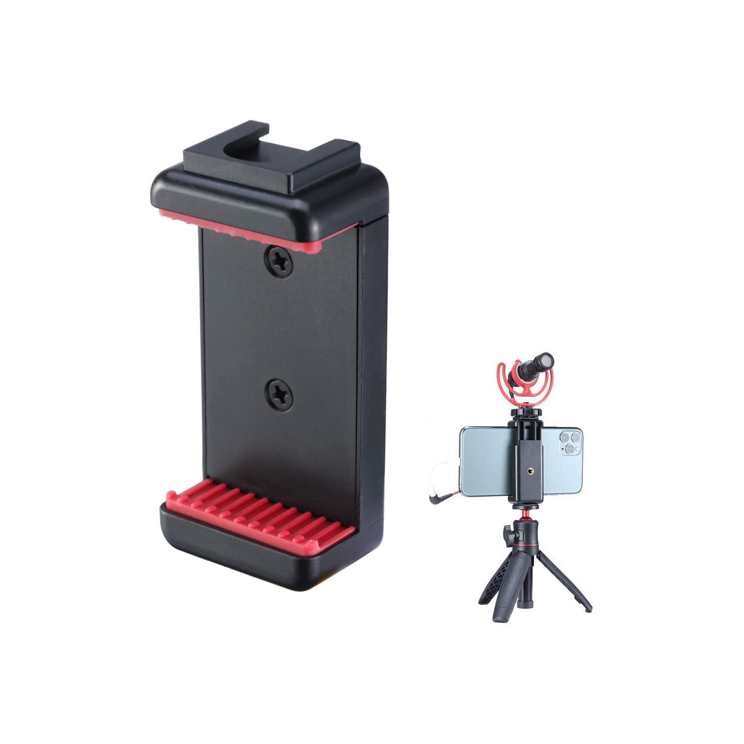 ST-07 Phone Tripod Mount with Cold Shoe Mount for Microphone LED Video Light 1/4'' Tripod Screw for iPhone