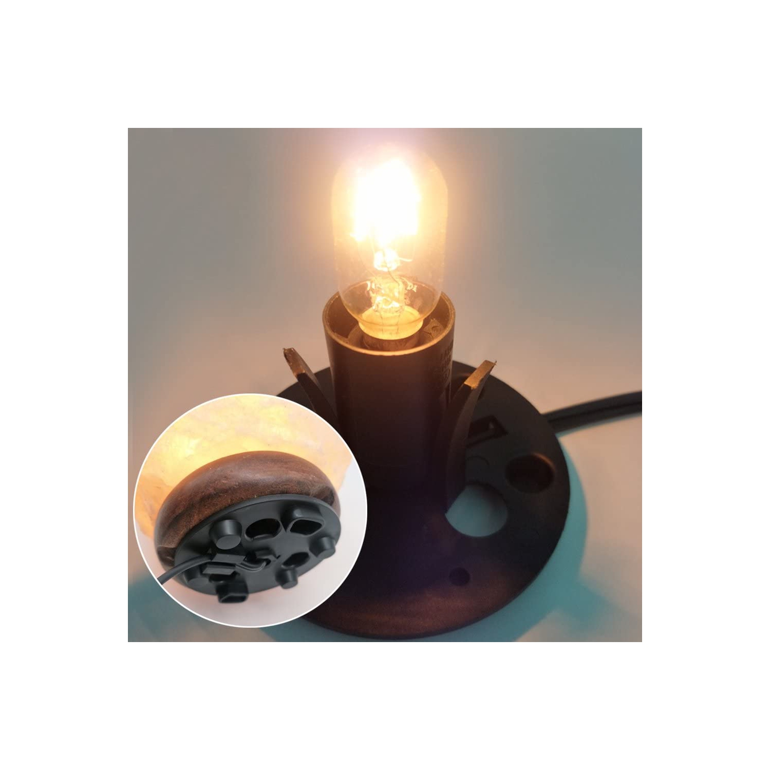 Cordons de lampe en cristal de sel himalayen et ampoules avec gradateur, cordons de rechange originaux avec base