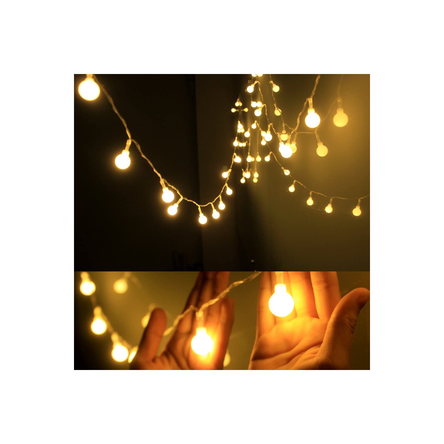 DAJ48 13Fiet/4M long Globe lumineux étoilé, blanc chaud, alimenté par piles