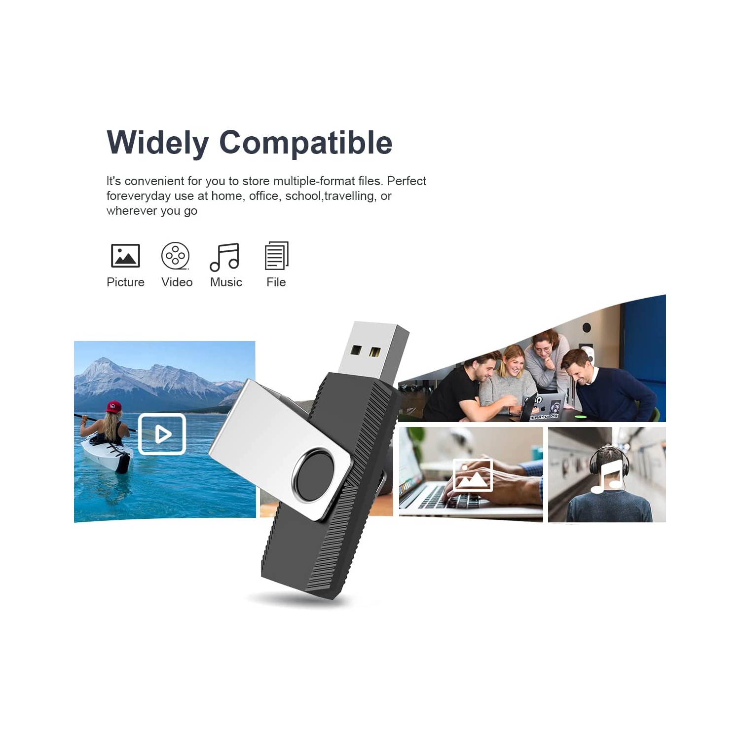 64 GB Flash Drive, USB Flash Drive Thumb Drive 64GB Memory Stick Zip Drive Swivel Design Pen Drive Fold Storage