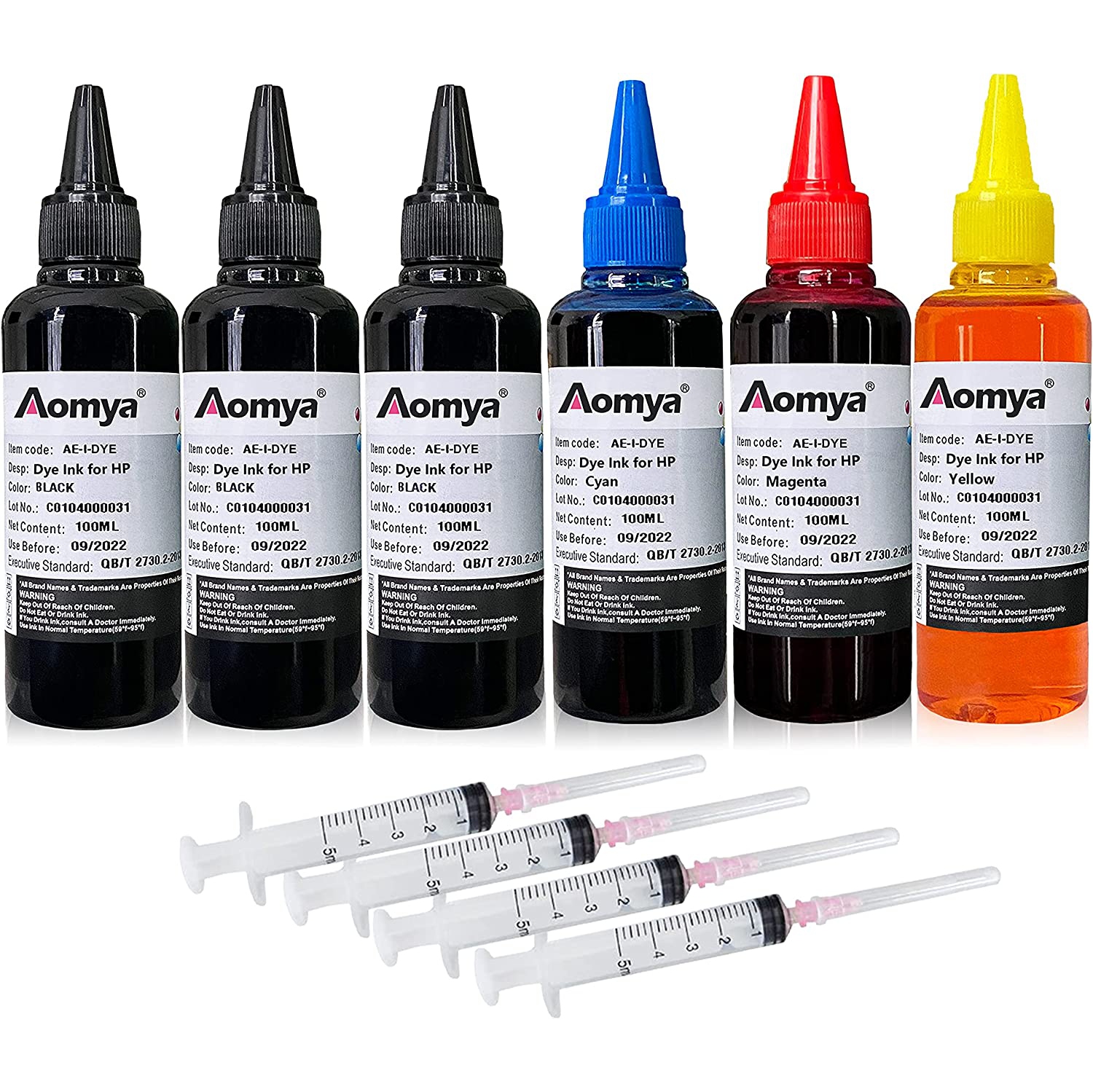 Ink Refill kit 6x100ml for HP 60 61 63 64 65 902 932 952 564 Refillable Ink Cartridge for HP Envy 4500 4520 5643