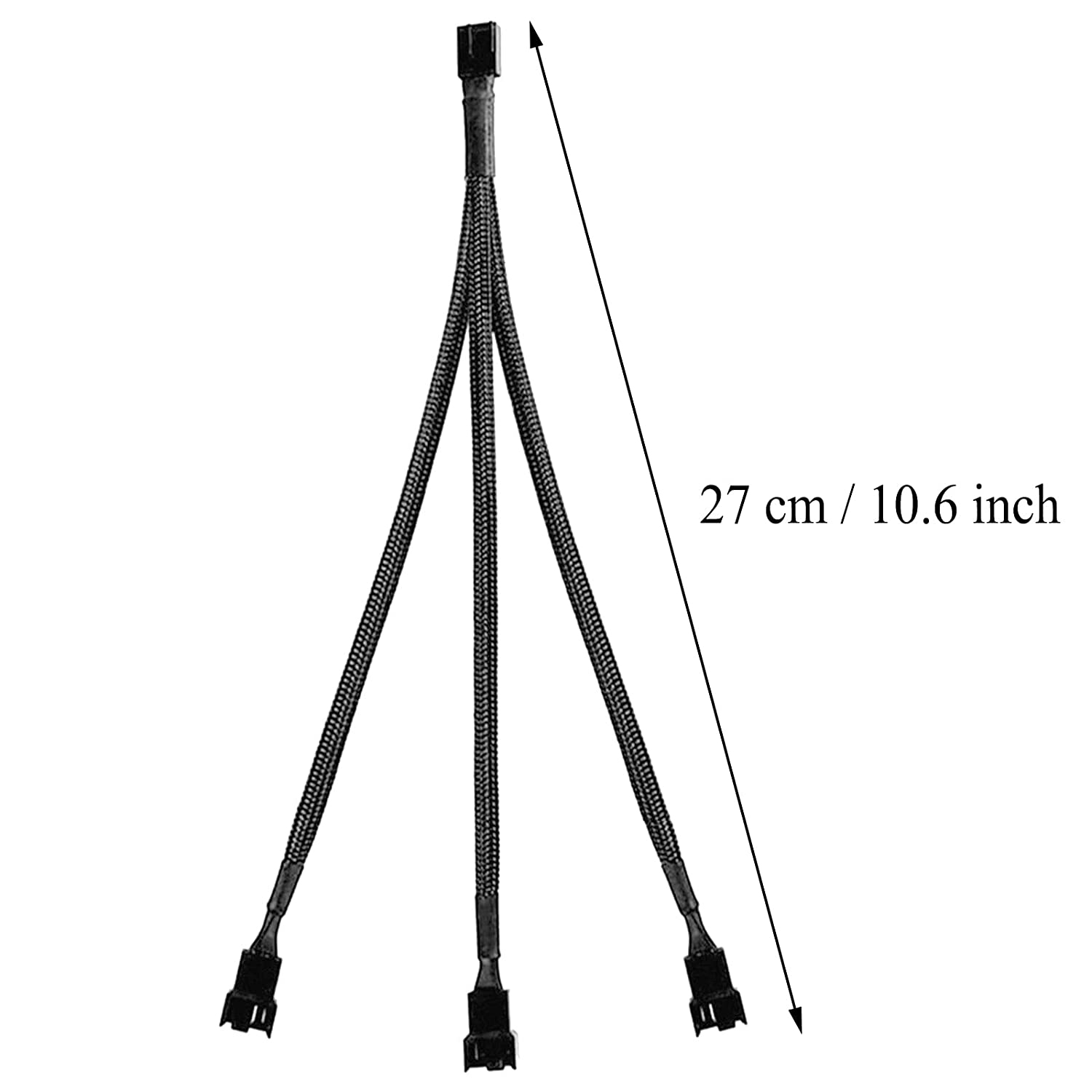 2 Pack 4-Pin PWM Fan Splitter Cable, Sleeved Braided Adapter Computer PC Fan Power Extension Cable 1 to 3