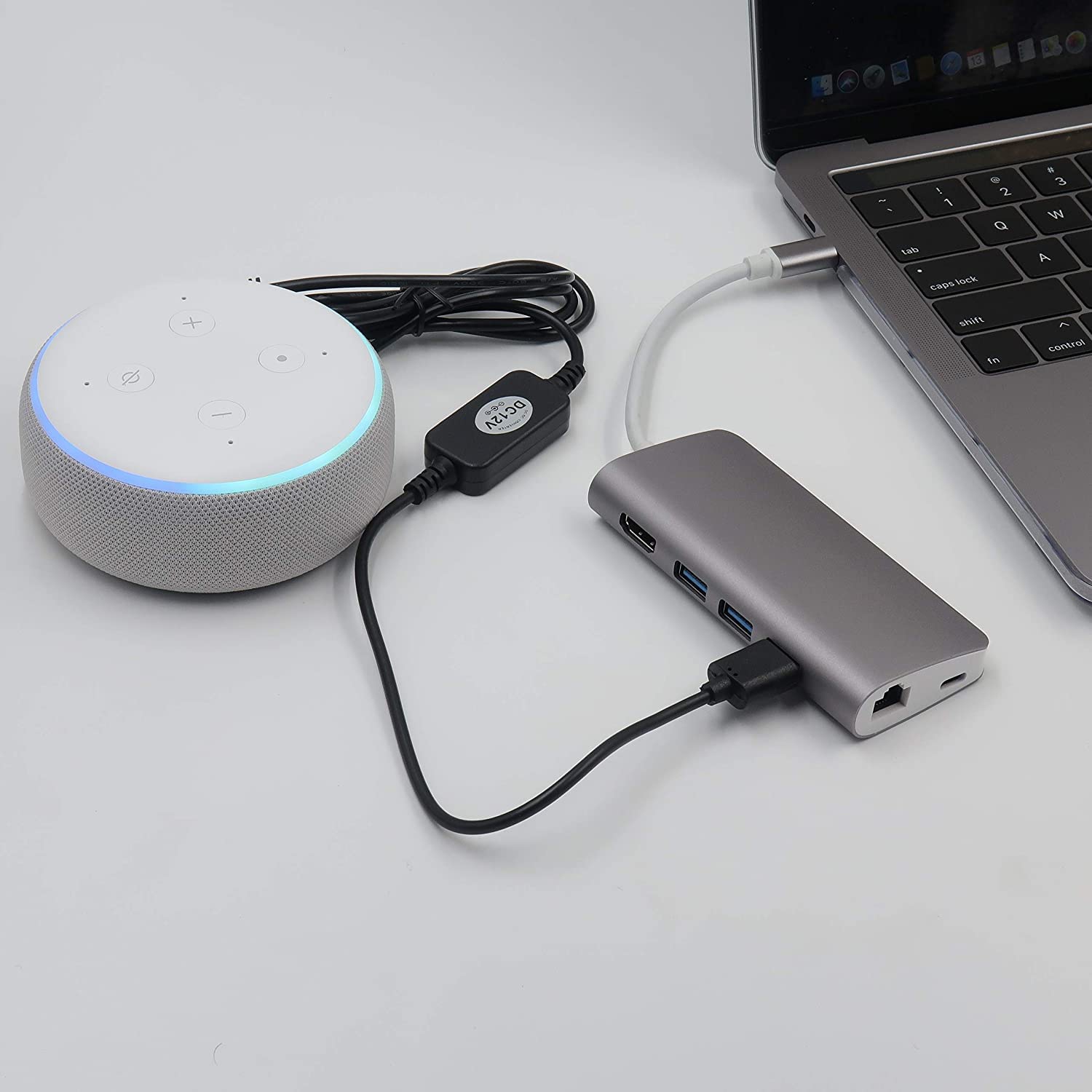 USB 5V to DC 12V 4mm x 1.7mm Power Cable, Compatible with Dot Devices, USB Voltage Step Up Converter Cable,