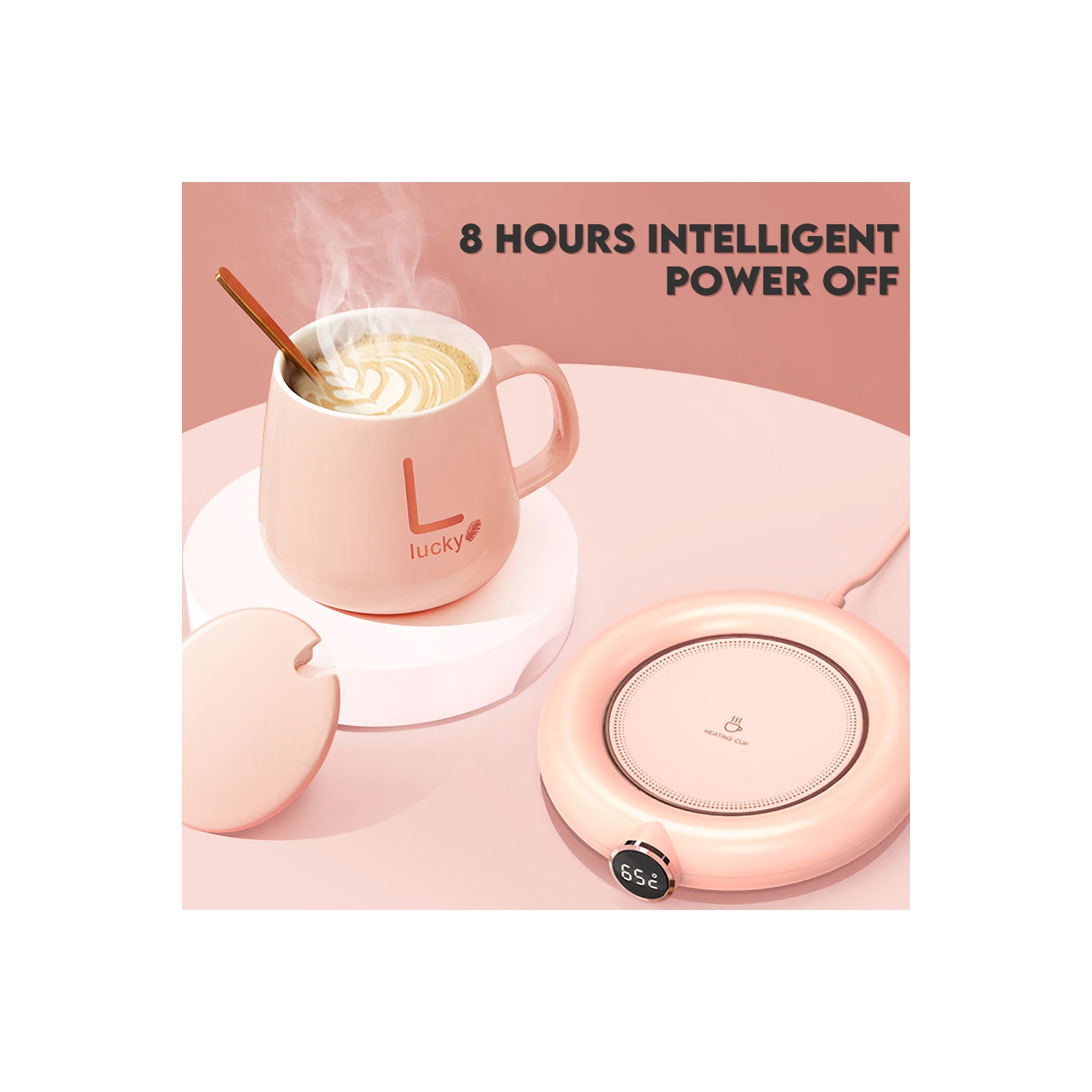 NIERBO 3-Temperature Mug Warmer Coffee Cup Heating Pad with Auto Shut Off for Home, Office(Pink)