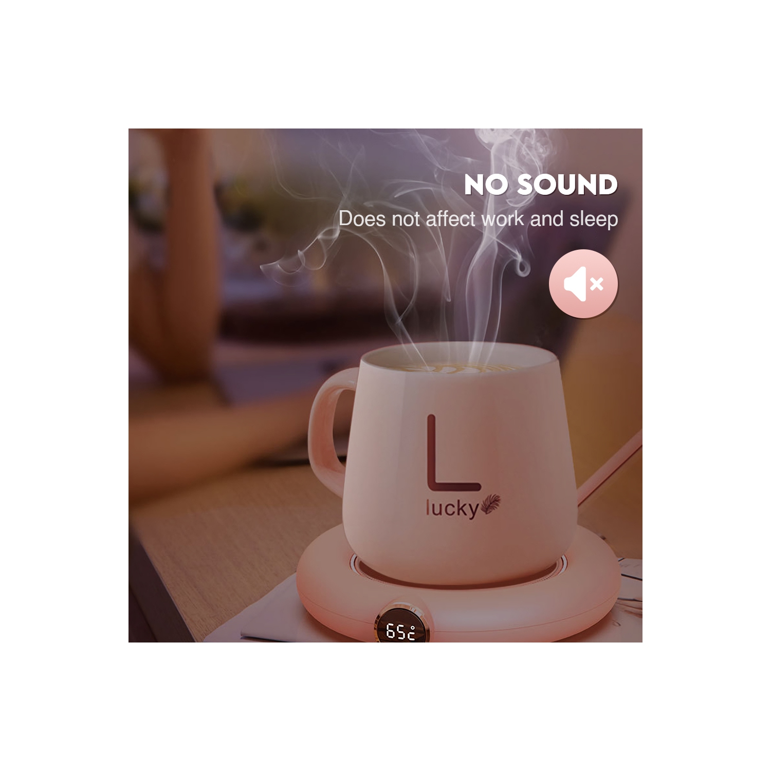 NIERBO 3-Temperature Mug Warmer Coffee Cup Heating Pad with Auto Shut Off for Home, Office(Pink)