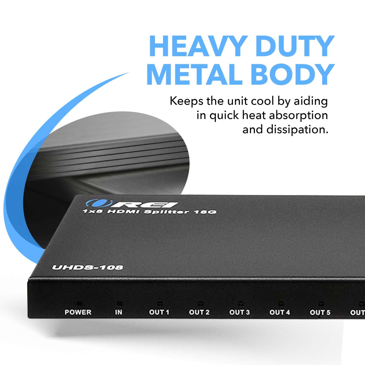 1x8 HDMI Splitter : 1-In 8-Out, Ultra HD 4K, EDID