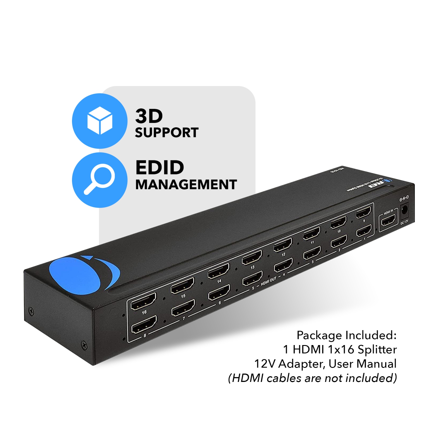 1x16 HDMI Splitter : 1-In 16-Out, UltraHD 4K, EDID