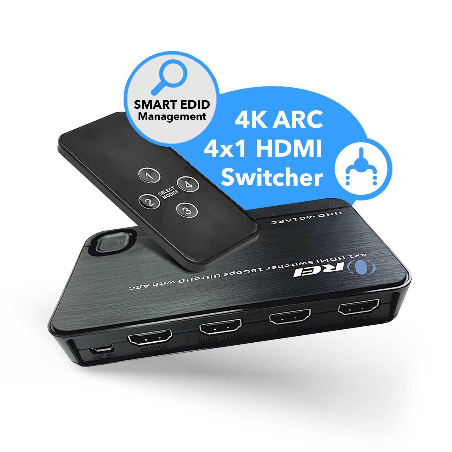 4K ARC 4x1 HDMI Switcher - Supports 4K @ 60Hz, Connect Sound Bar With ARC