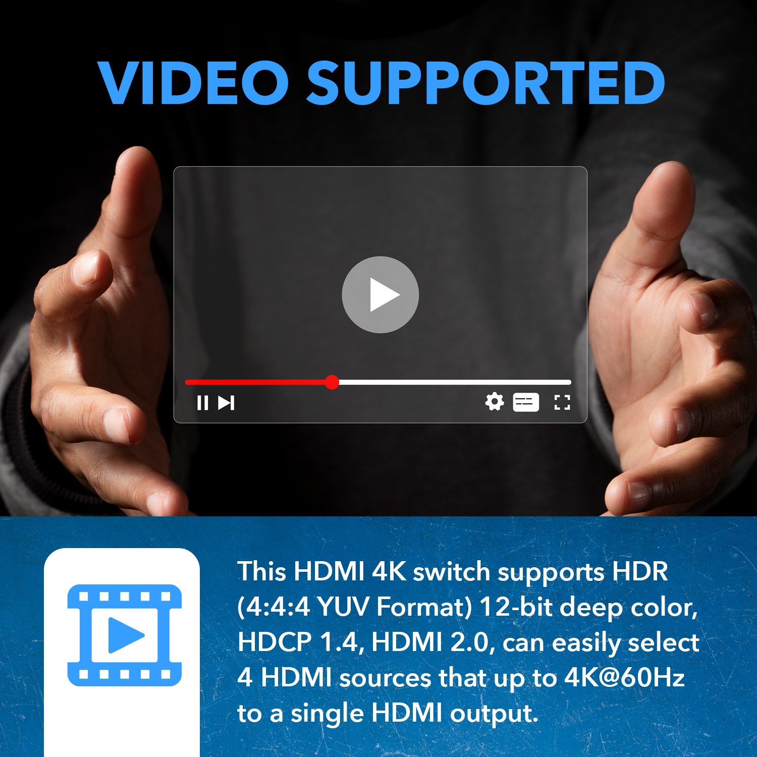 4K HDMI 2.0 4x1 HDMI Switch With Audio Extractor ARC/EARC Supported