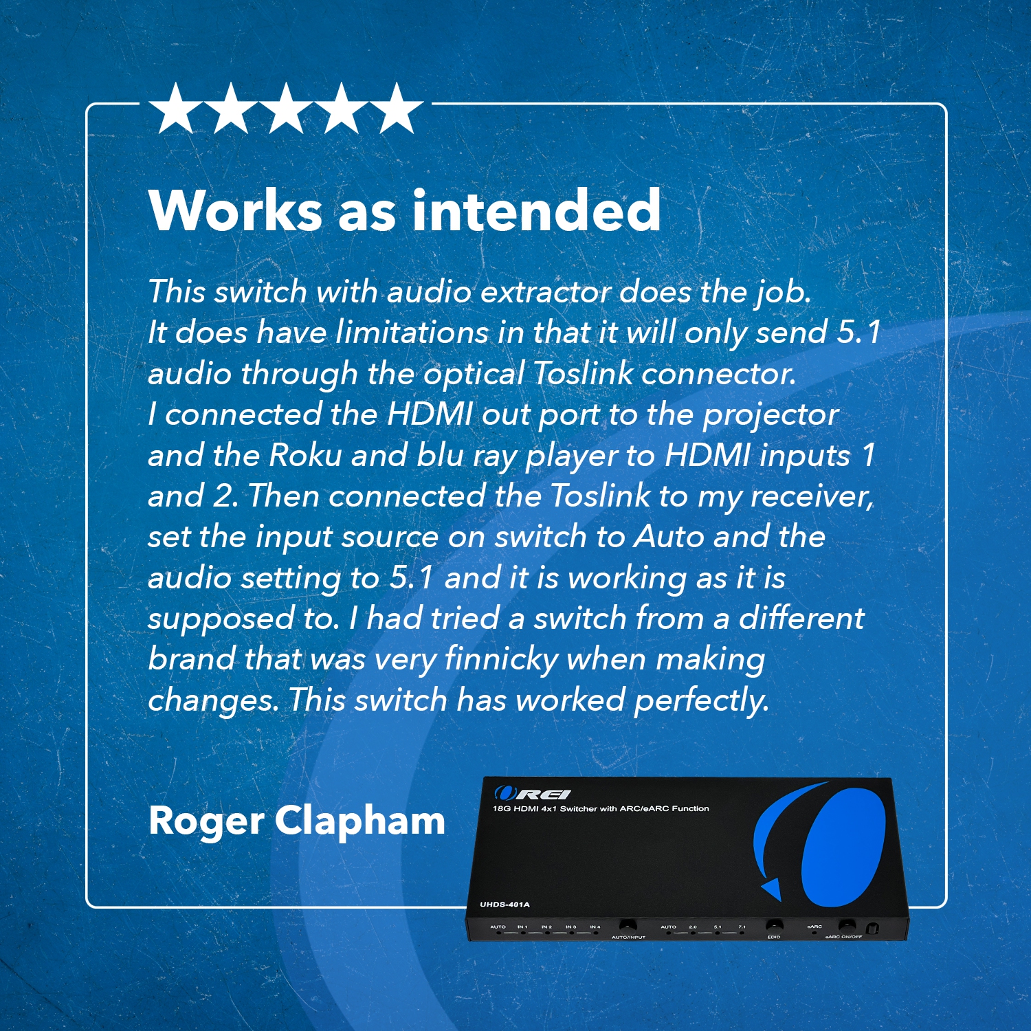 4K HDMI 2.0 4x1 HDMI Switch With Audio Extractor ARC/EARC Supported