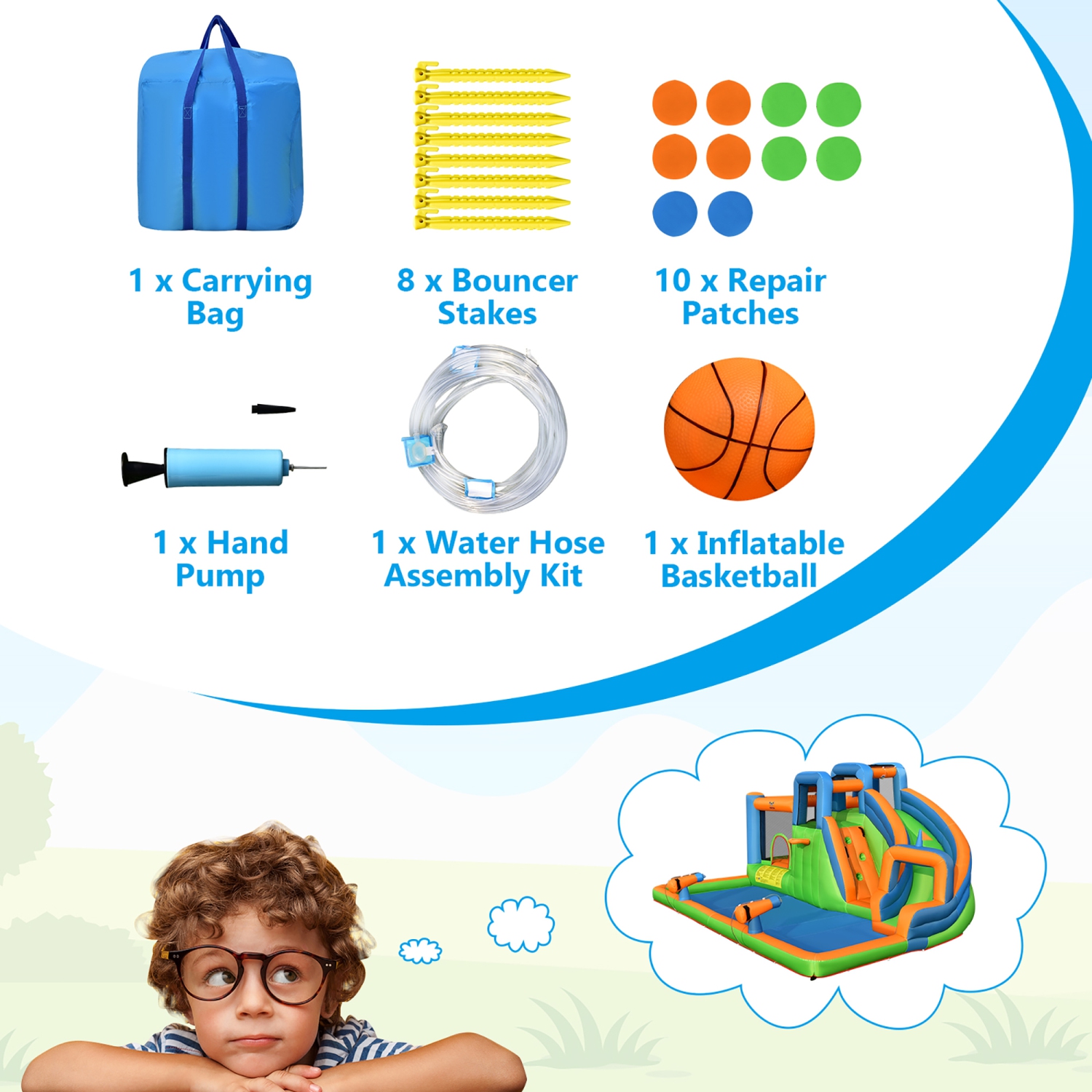 Costway Inflatable Water Slide Giant Bounce Castle w/Dual Climbing Walls Blower Excluded