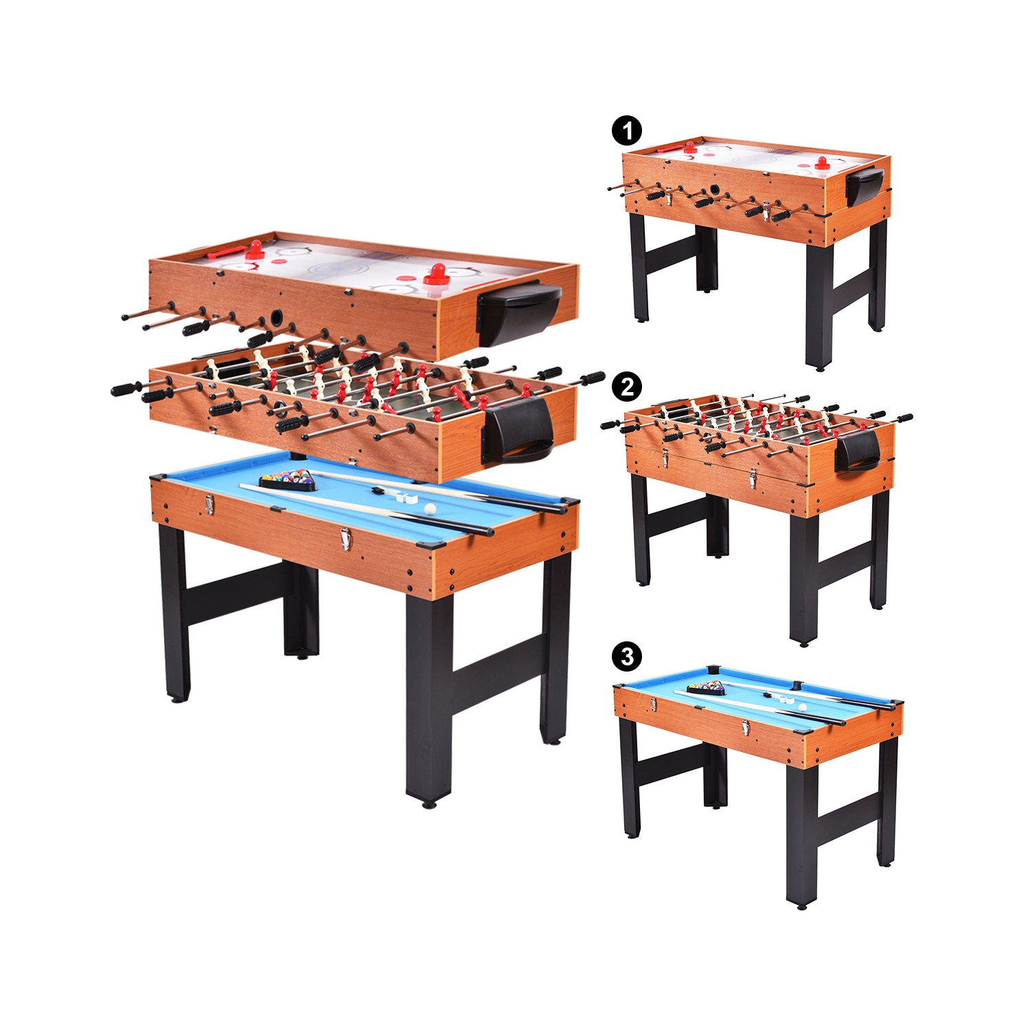 Topbuy 3-in-1 Multifunctional Game Table Soccer Billiard Slide Hockey
