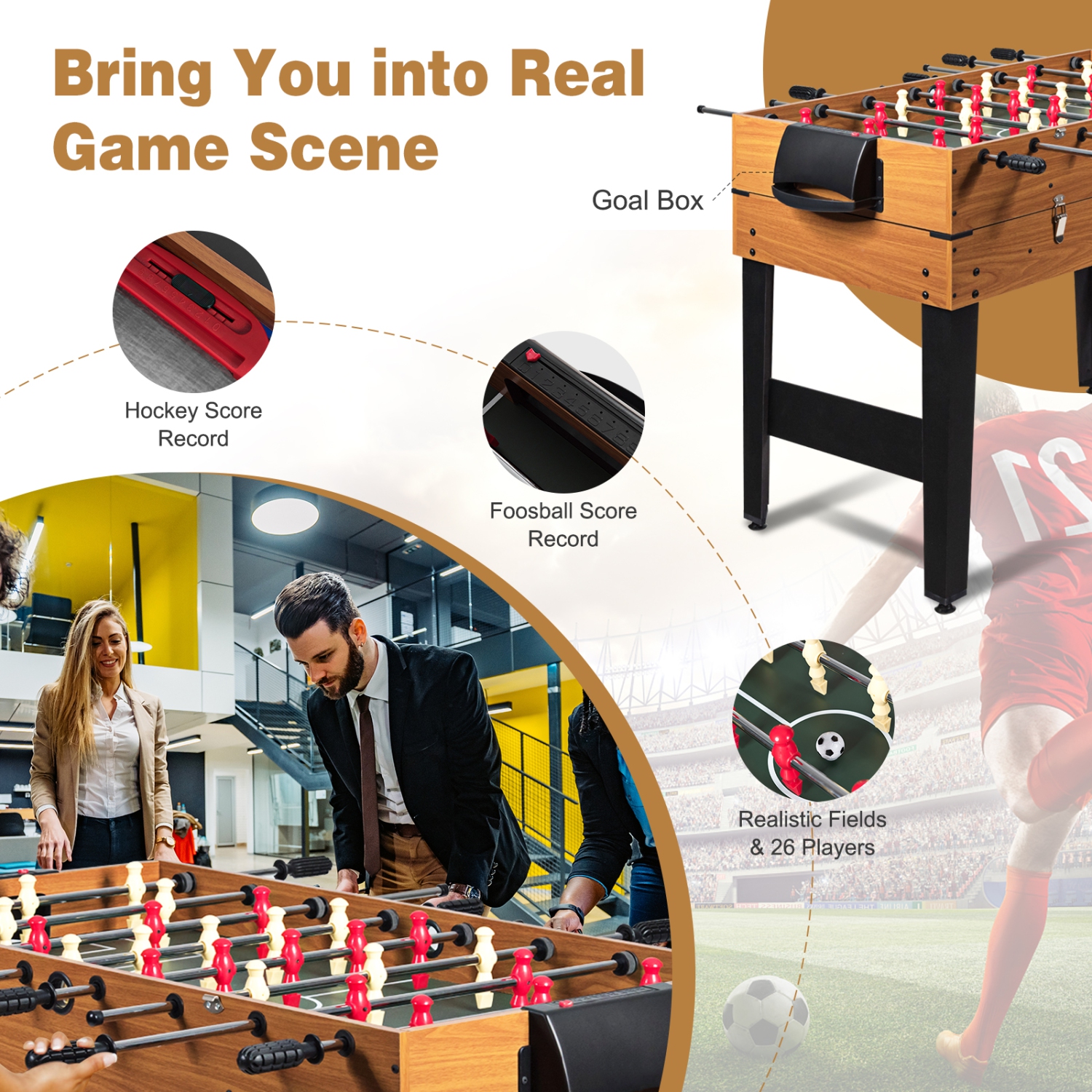 Topbuy 3-in-1 Multifunctional Game Table Soccer Billiard Slide Hockey