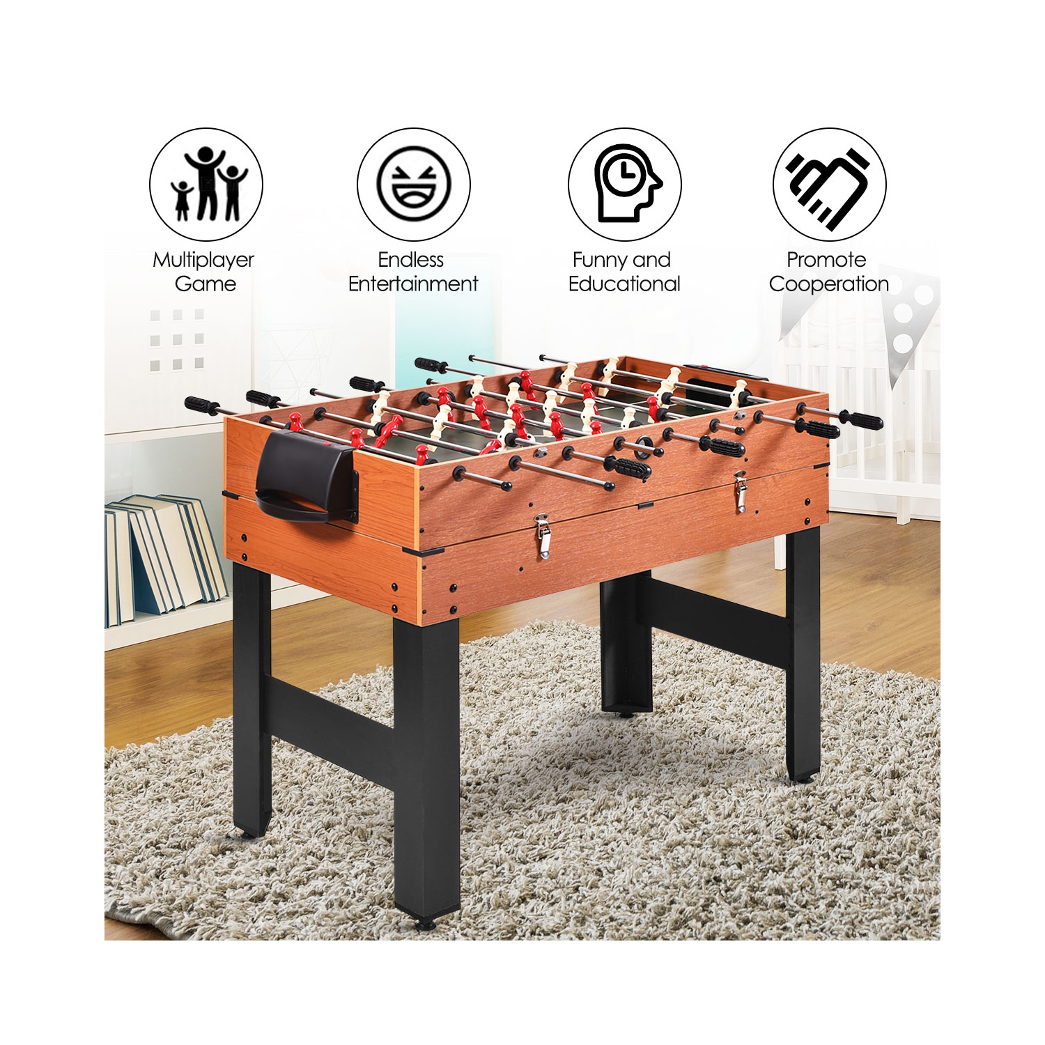 Topbuy 3-In-1 Multi Game Table Wooden Soccer Billiard Game Combo Table