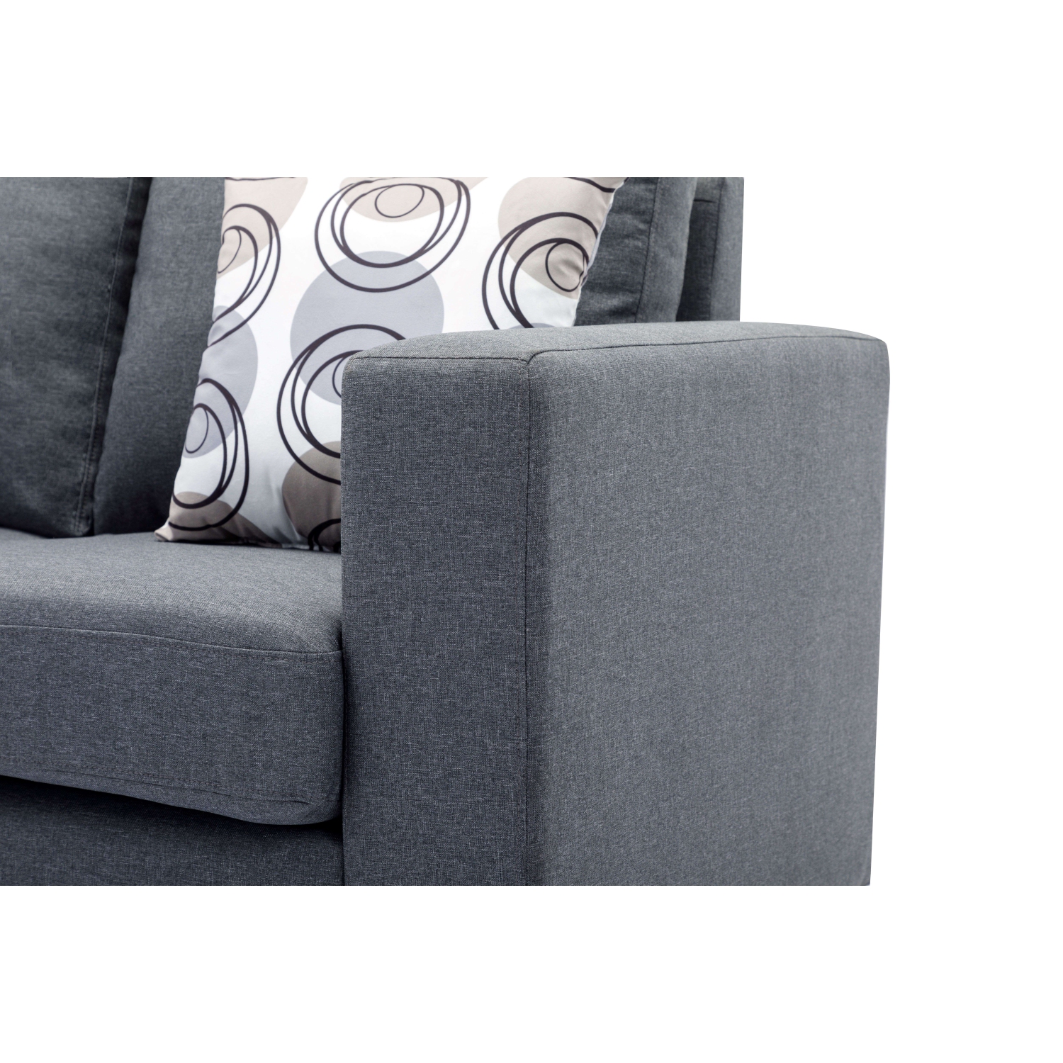 Reversible Sofa Sectional Small Grey Fabric W Accent Pillows