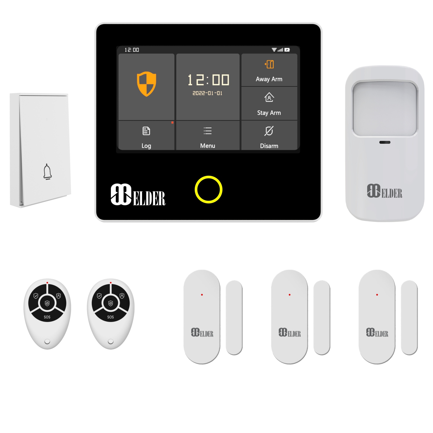 Elder Alarm System Security Wireless 8-Piece WiFi & 4G Smart Home Alarm System DIY Kit, Color Touch Panel, Doorbell, Door & Motion Alarm Sensors, Works with Hey Google & Alexa
