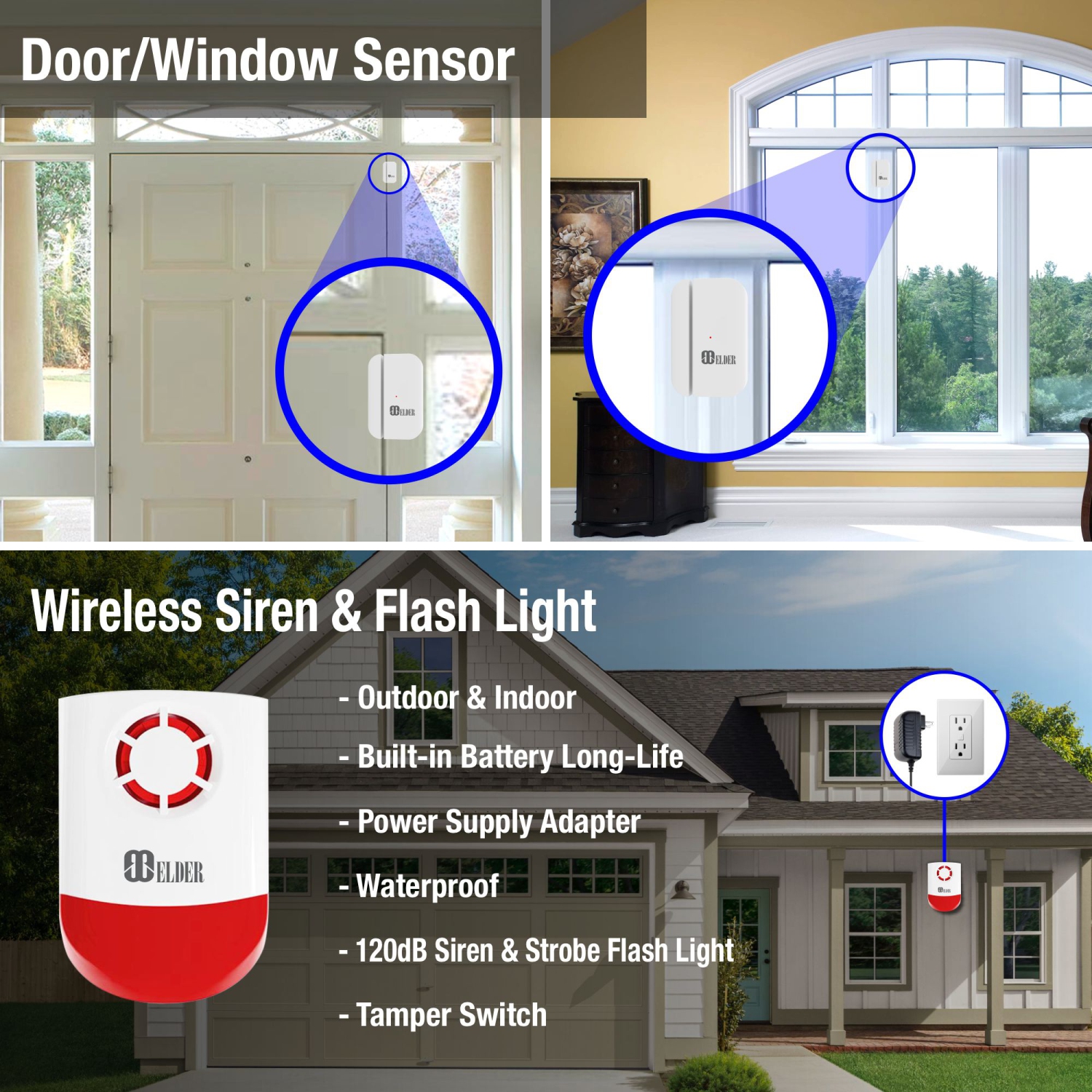 Elder système d'alarme sécurité sans fil 14 pièces WiFi & 4G système d'alarme maison intelligente DIY Kit, clavier, sirène, sonnette, fuite, capteurs