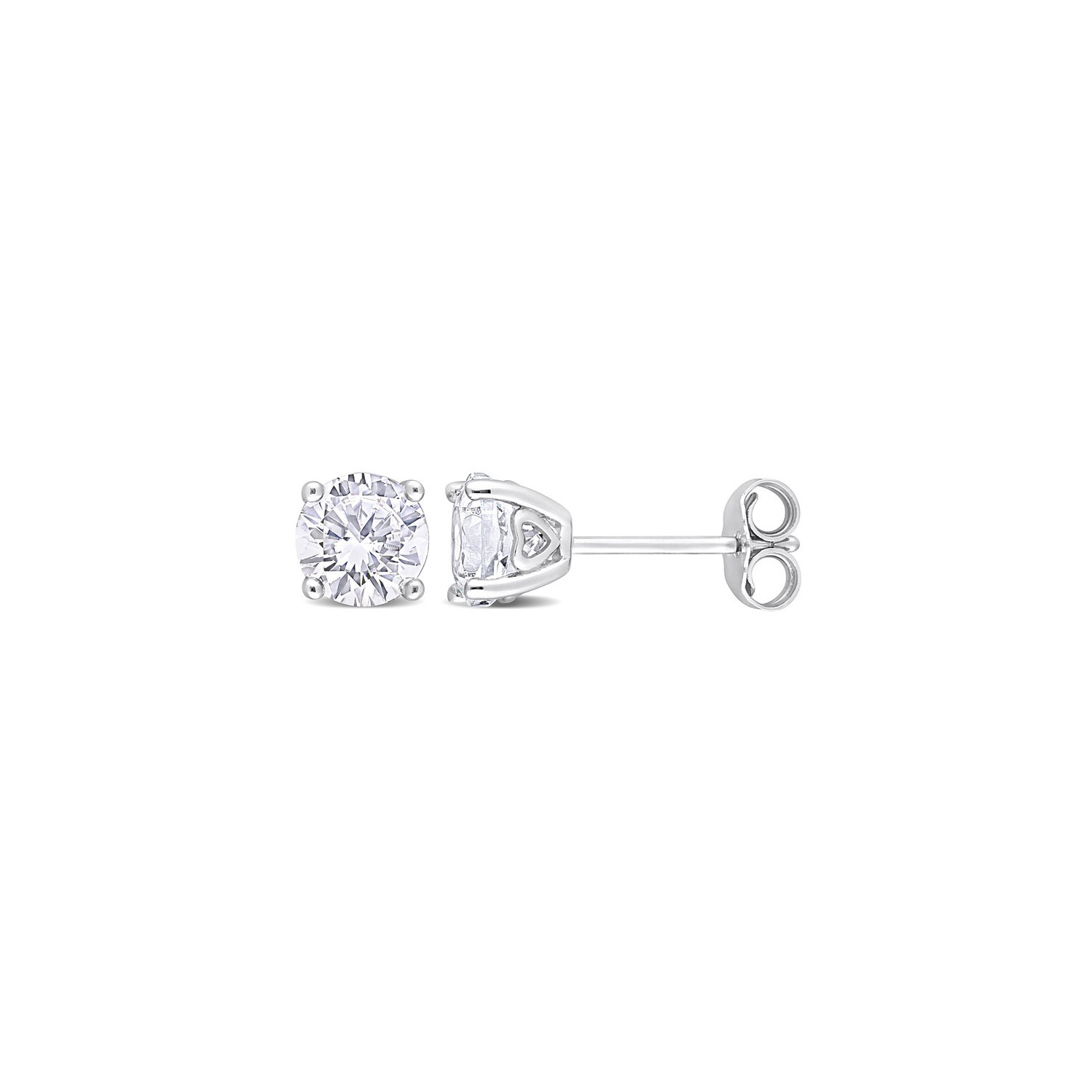 2.00 Carat Lab-Created White Sapphire Round Solitaire Earrings in Sterling Silver (6mm)
