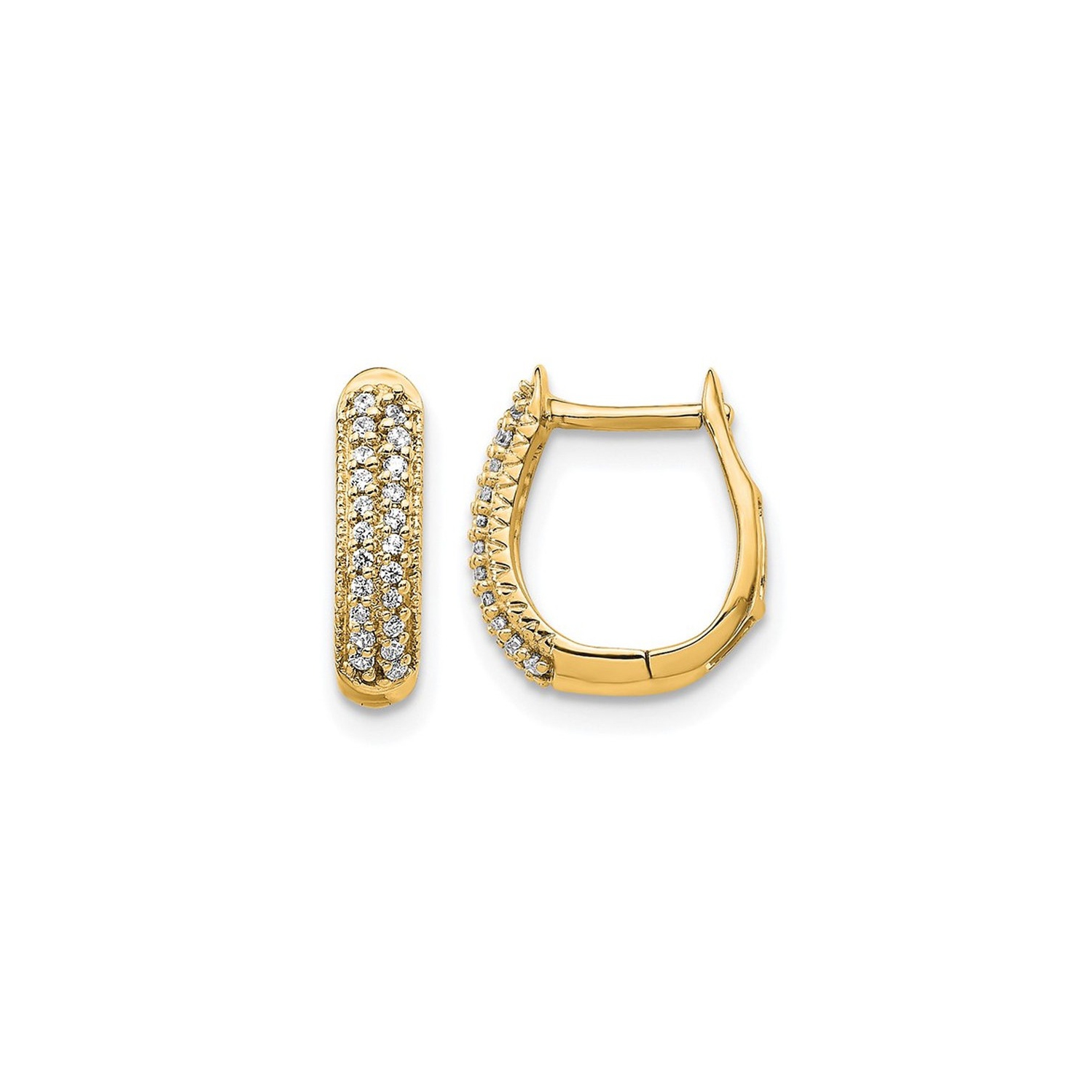 1/7 Carat (ctw) Diamond Huggy Hoop Earrings in 10K Yellow Gold