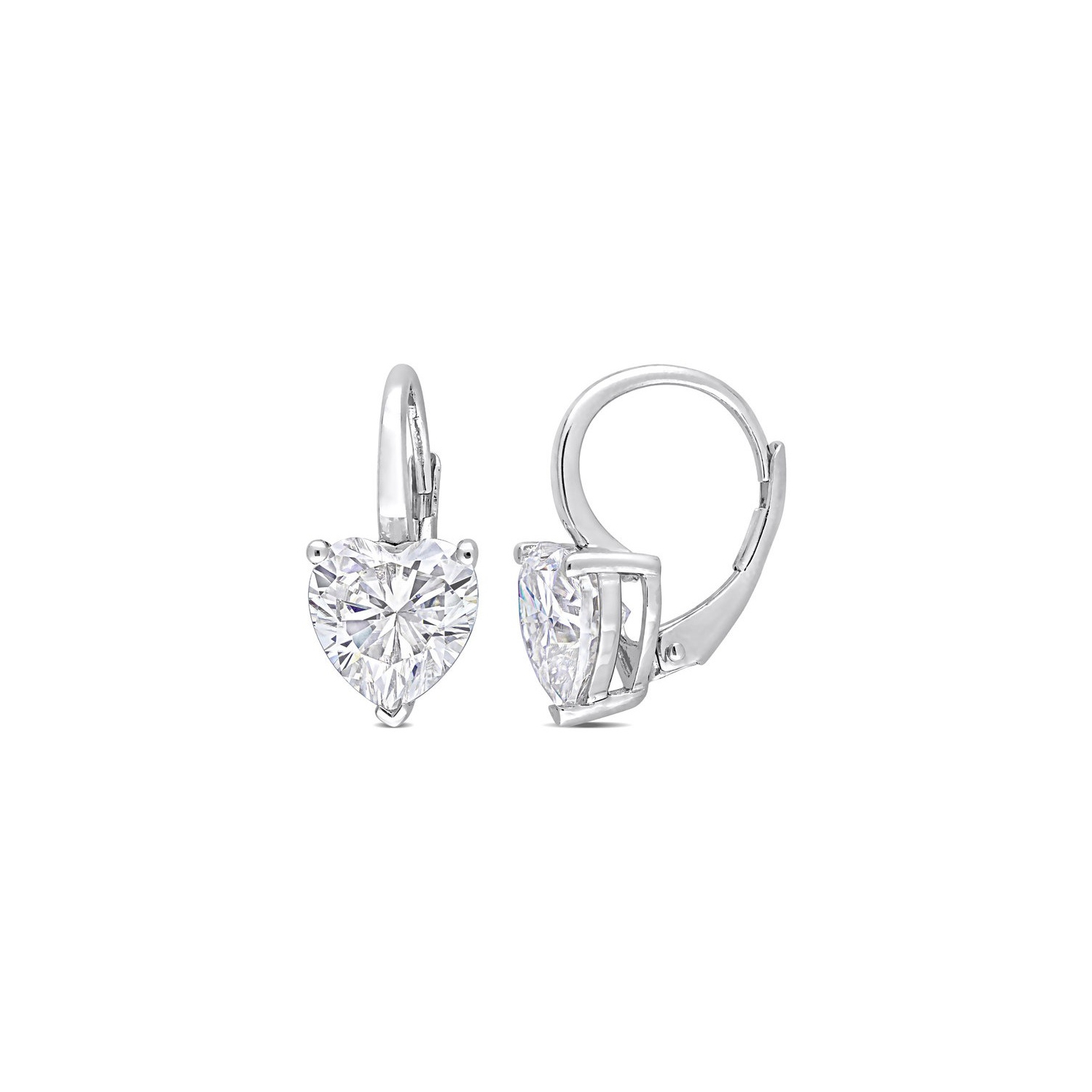 4,00 Carat Boucles d'oreilles de levier cardiaque Moishetic Moishetics en argent sterling