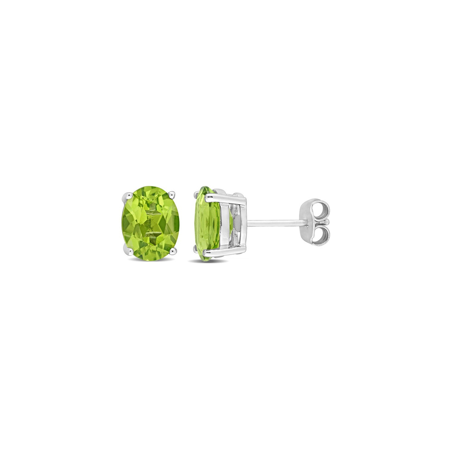 3.80 Carat Peridot Oval Stud Earrings in Sterling Silver