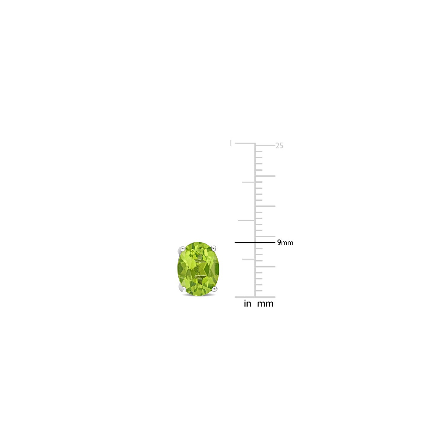3.80 Carat Peridot Oval Stud Earrings in Sterling Silver