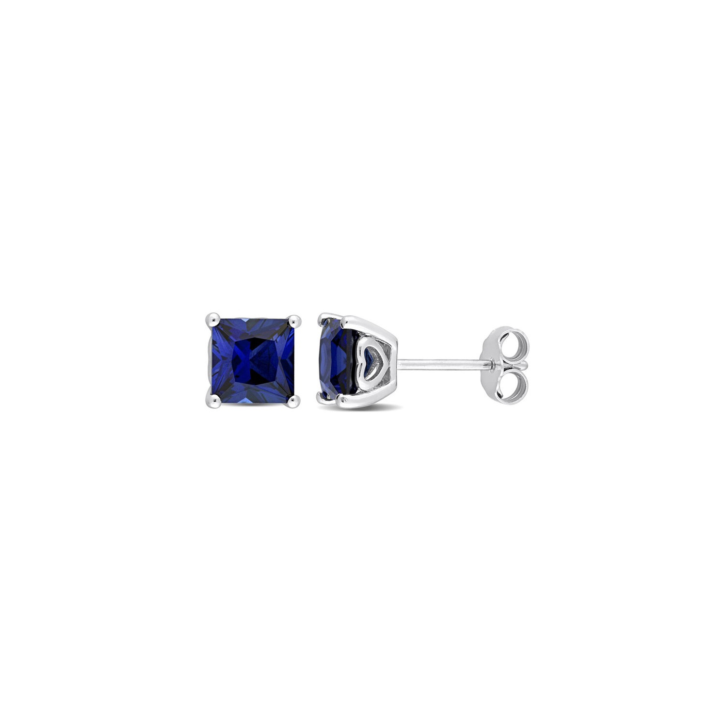 2,68 Carat Boucles d'oreilles en saphir bleu saphir cr????es en laboratoire en argent sterling (6 mm)