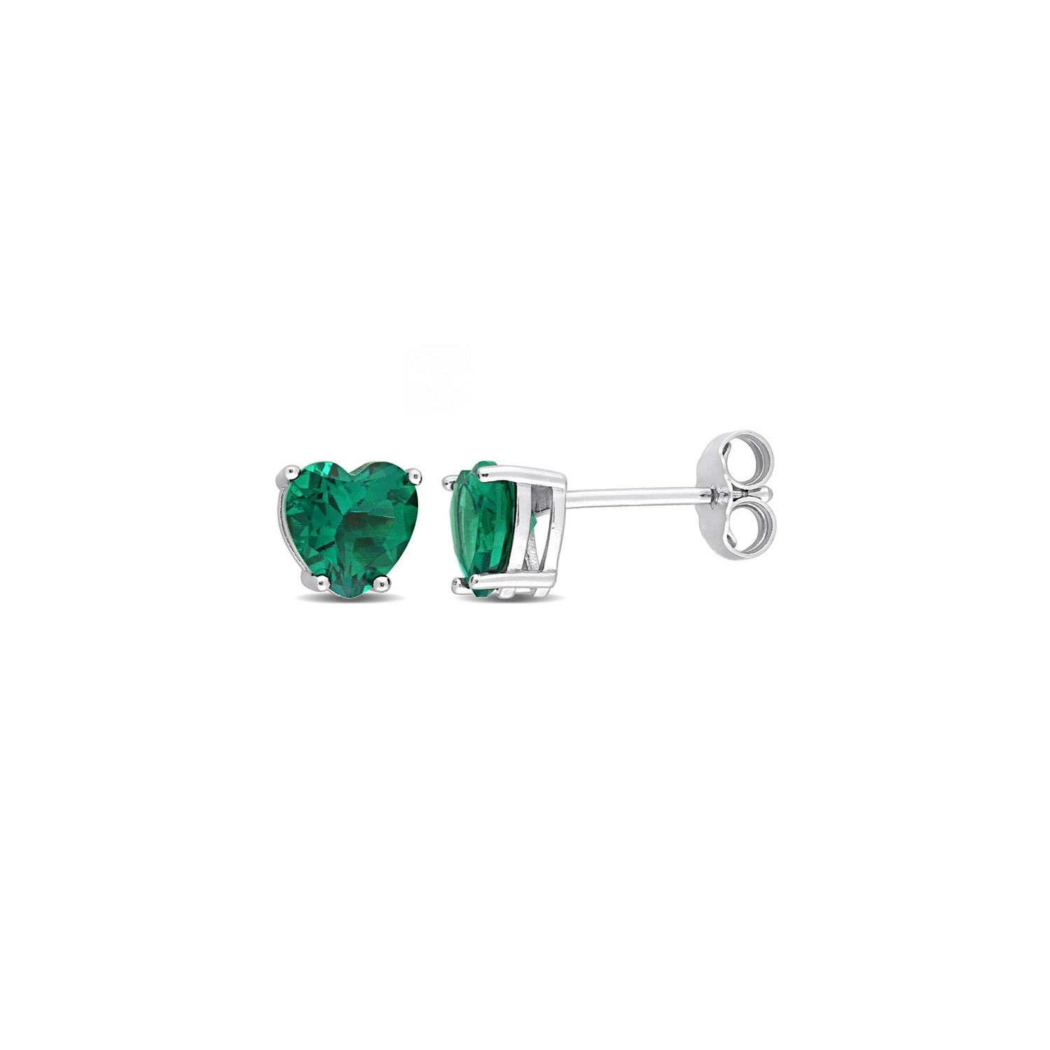 1.50 Carat Lab-Created Emerald Heart Stud Earrings in Sterling Silver