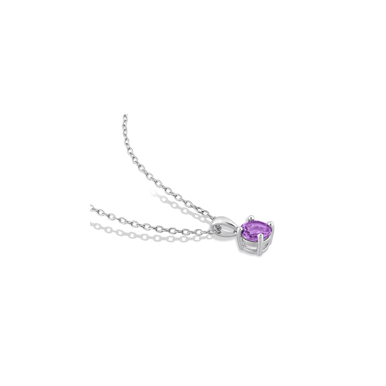 3/5 Carat Amethyst Solitaire Pendant Necklace in Sterling Silver with Chain