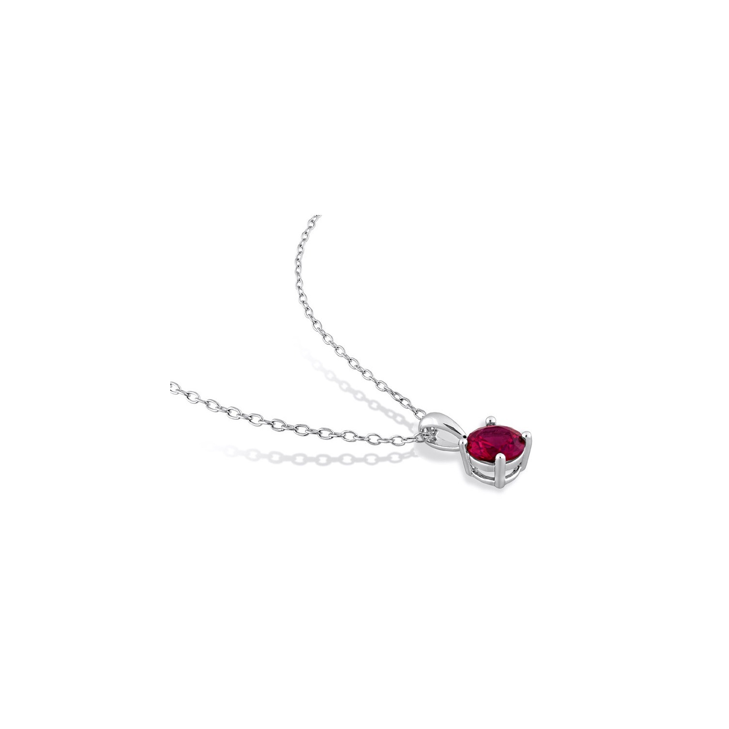 1.00 Carat Lab-Created Ruby Solitaire Pendant Necklace in Sterling Silver with Chain