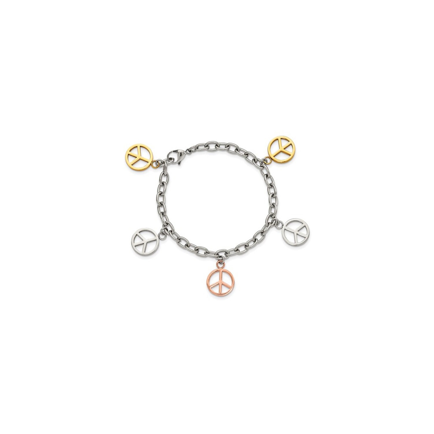 Bracelet de charme de signe de la paix en acier inoxydable