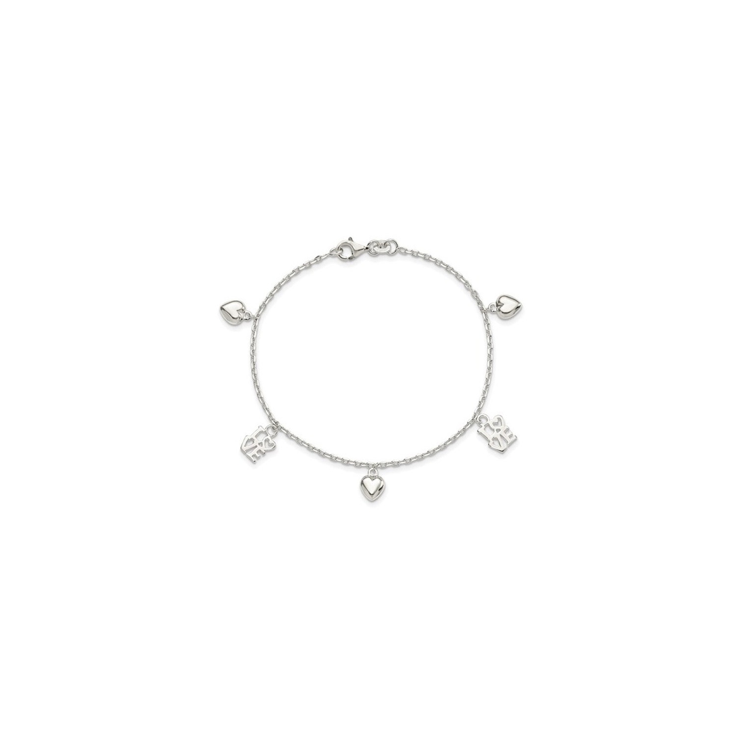 Bracelet ?á charme de c?ôur en argent sterling