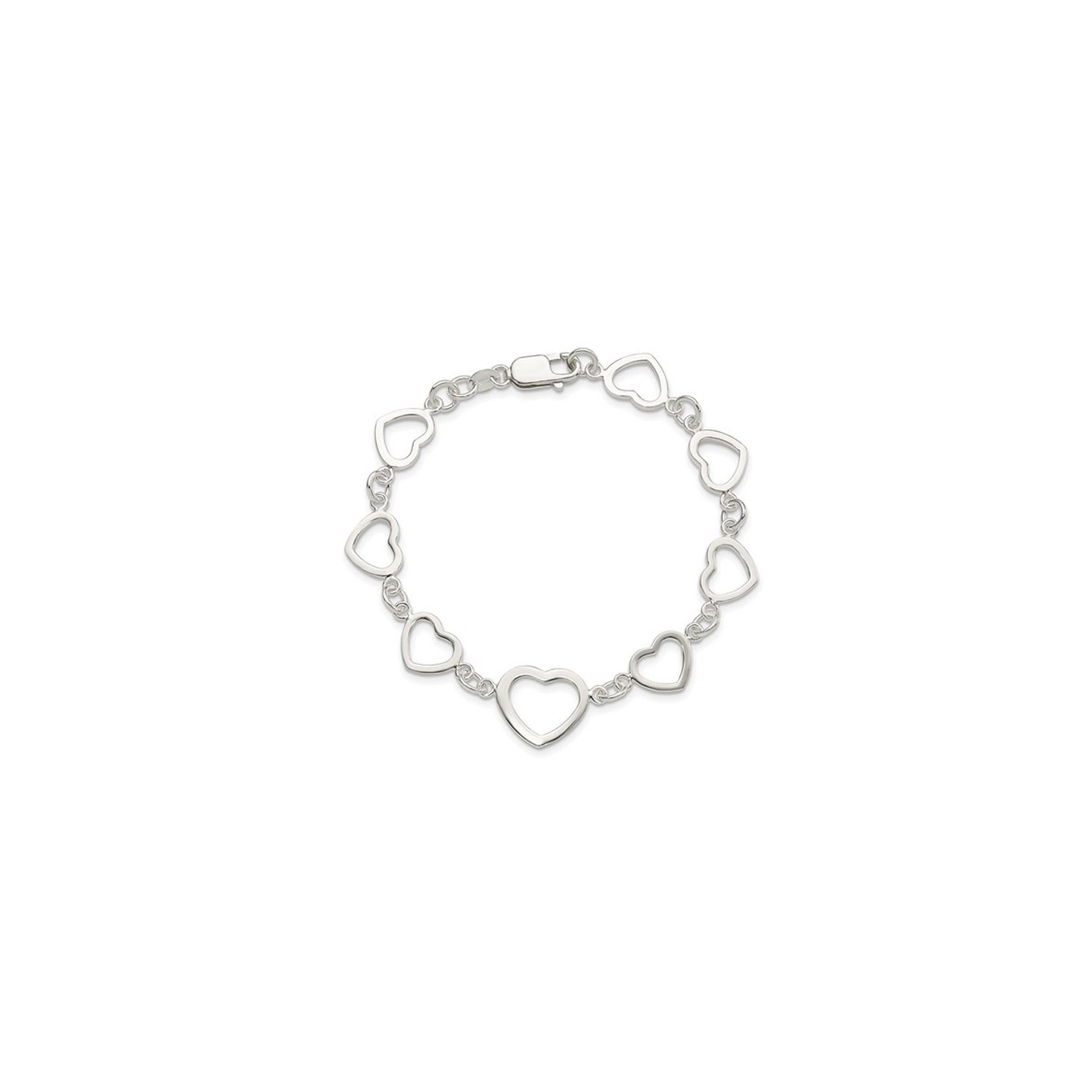 Bracelet ?á liaison cardiaque poli en argent sterling