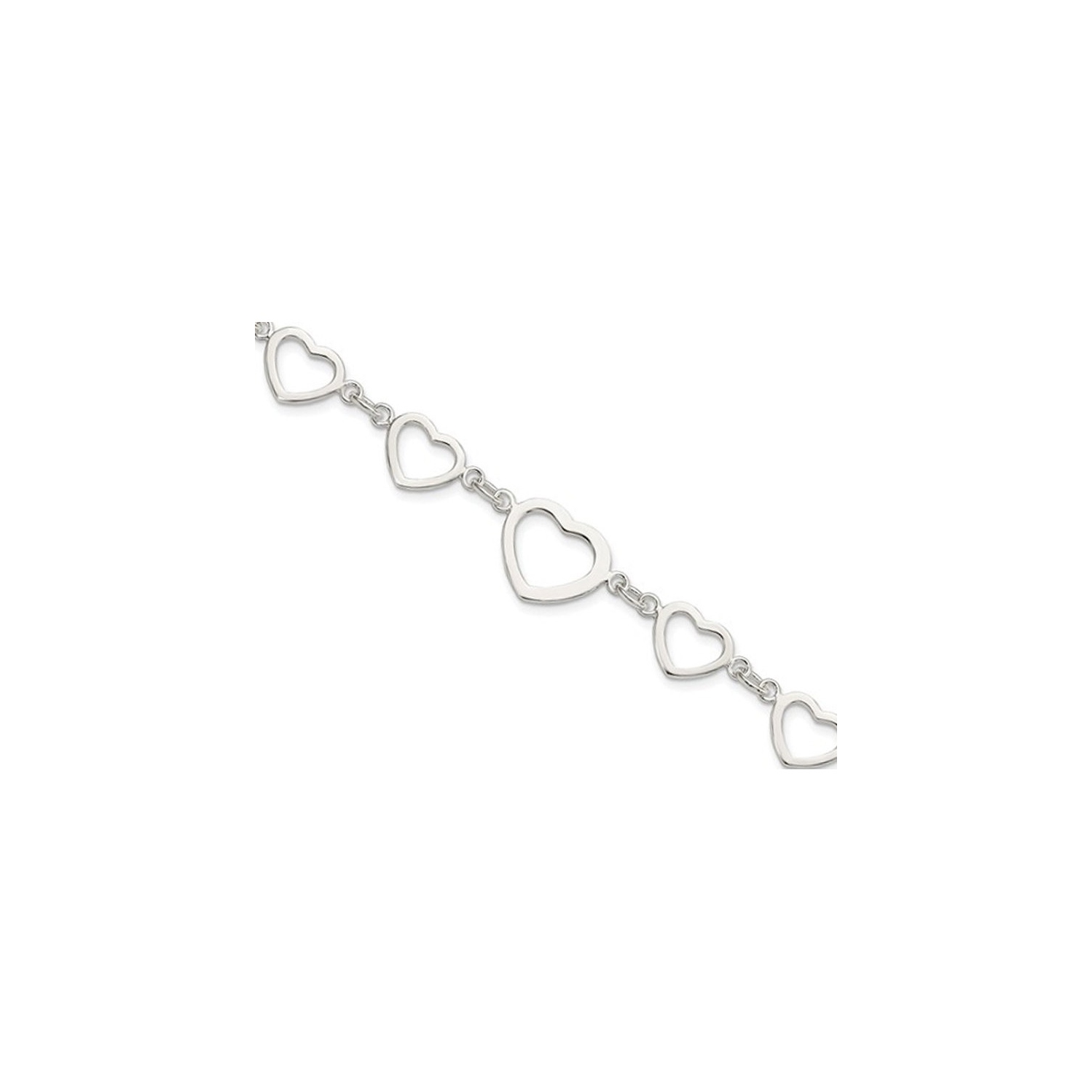 Bracelet ?á liaison cardiaque poli en argent sterling