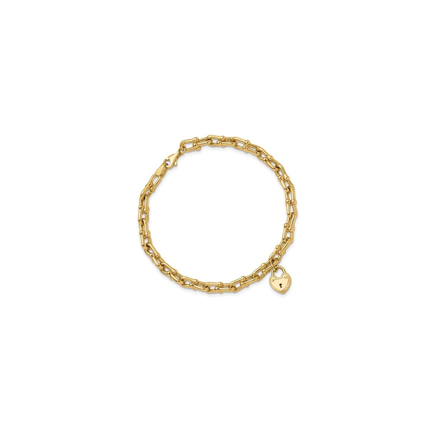 Bracelet à maille breloque en forme de coeur, or jaune 14 K