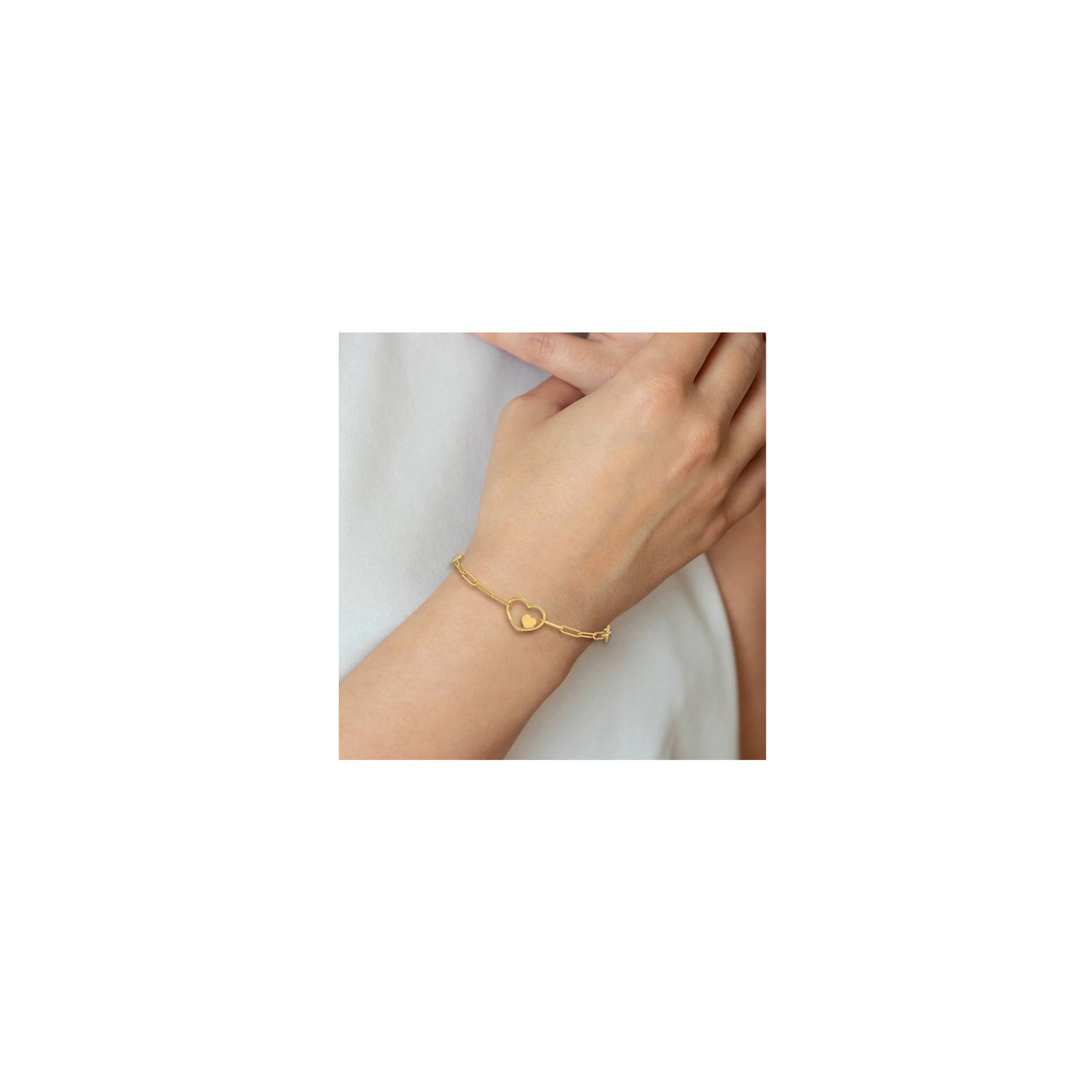 Bracelet de liaison cardiaque en or jaune 14K