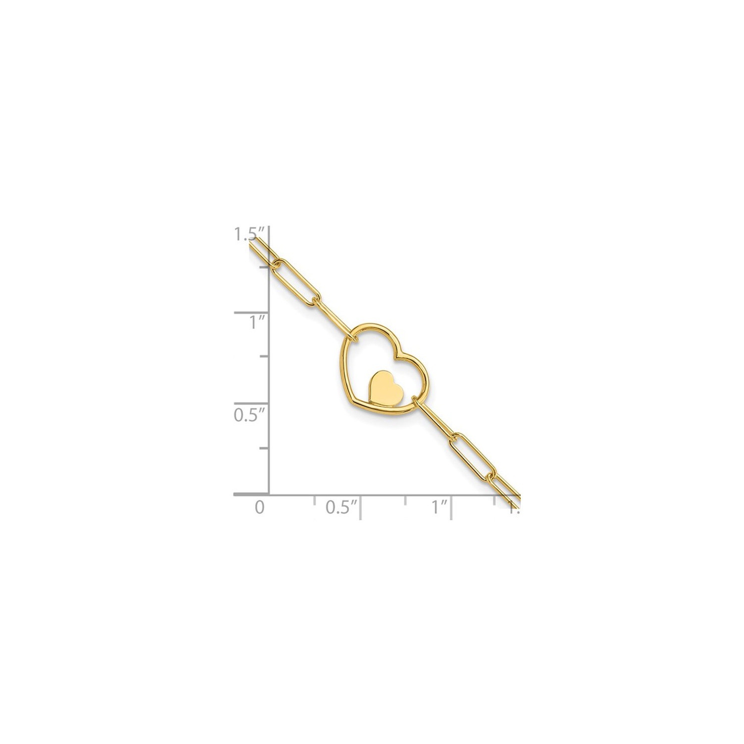 Bracelet de liaison cardiaque en or jaune 14K